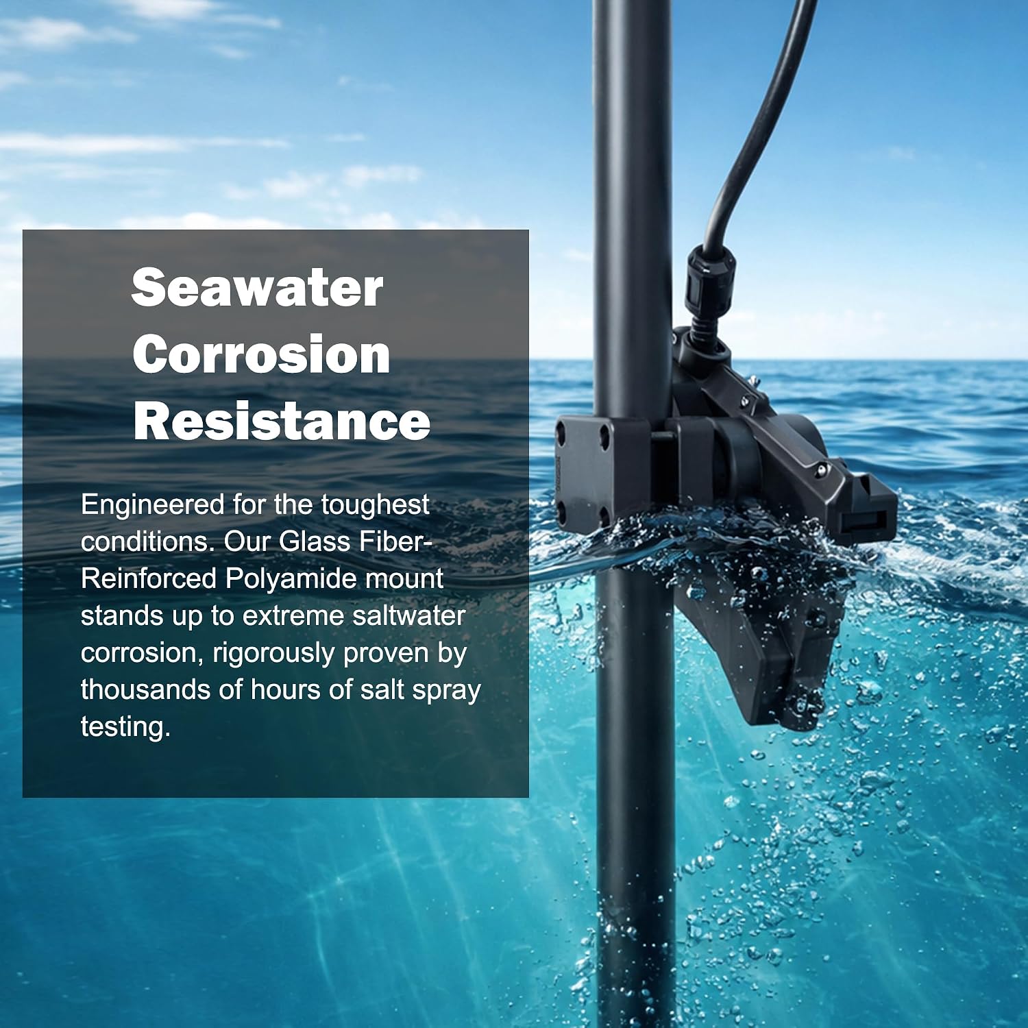 Live Sonar Scope Transducer Mount Adapter fits LVS34 | Reinforced nylon fiberglass compatible with Garmin LiveScope Plus LVS34. For 1.1"-1.38" (2.8-3.5cm) poles