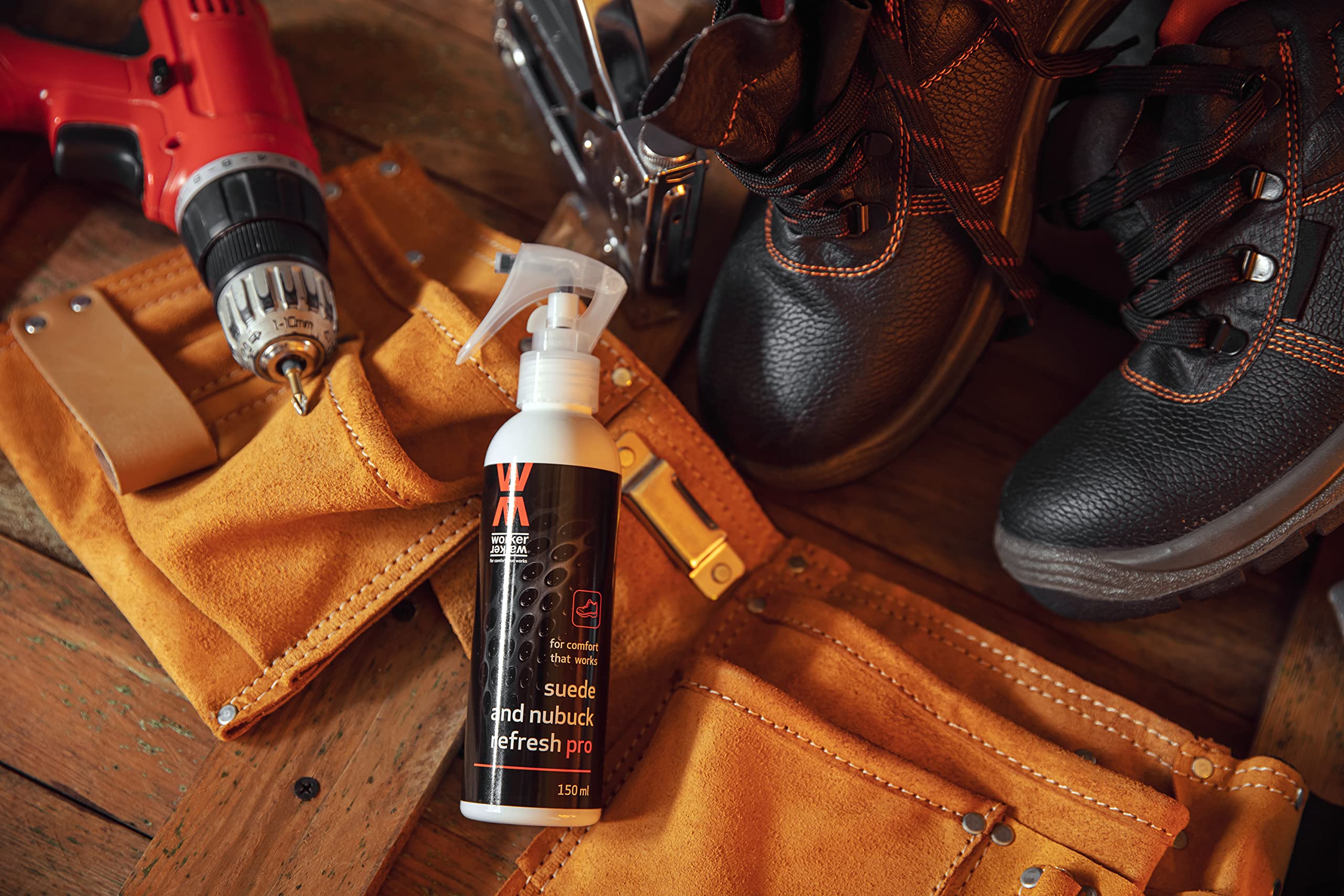 WorkerWalker Spray Rafraîchissant Daim & Nubuck 150ml Noir - Rénovateur Chaussures, Sacs Et Accessoires En Suédé