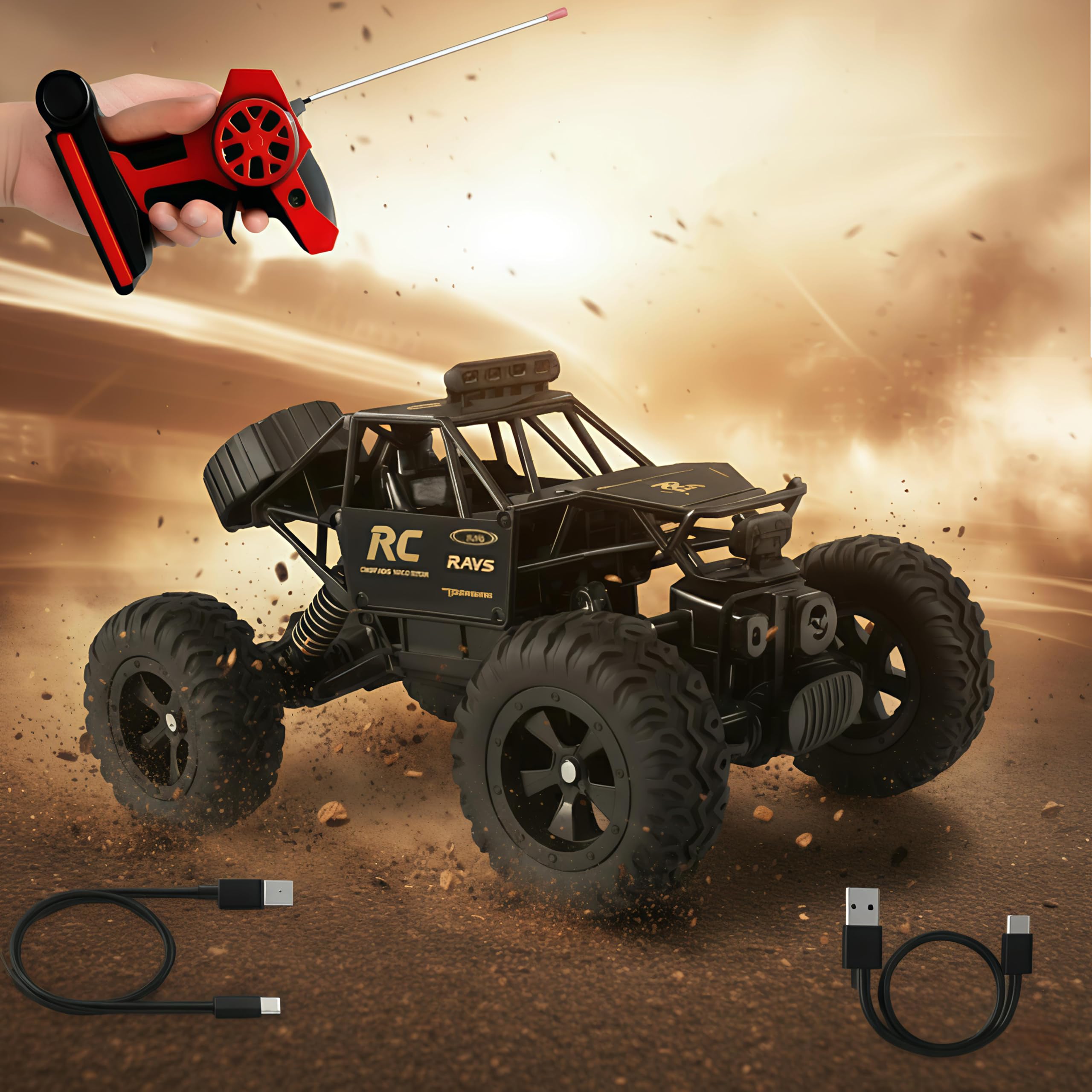 Umadiya Remote Control Rock Crawler, 5 Function High Speed 1:18 Rc Car Toys For Boys 2Wd Off Road Vehicle Toy Cars For Kids Monster Truck Rock Climbing Car Toy For Kids,Black-image-21