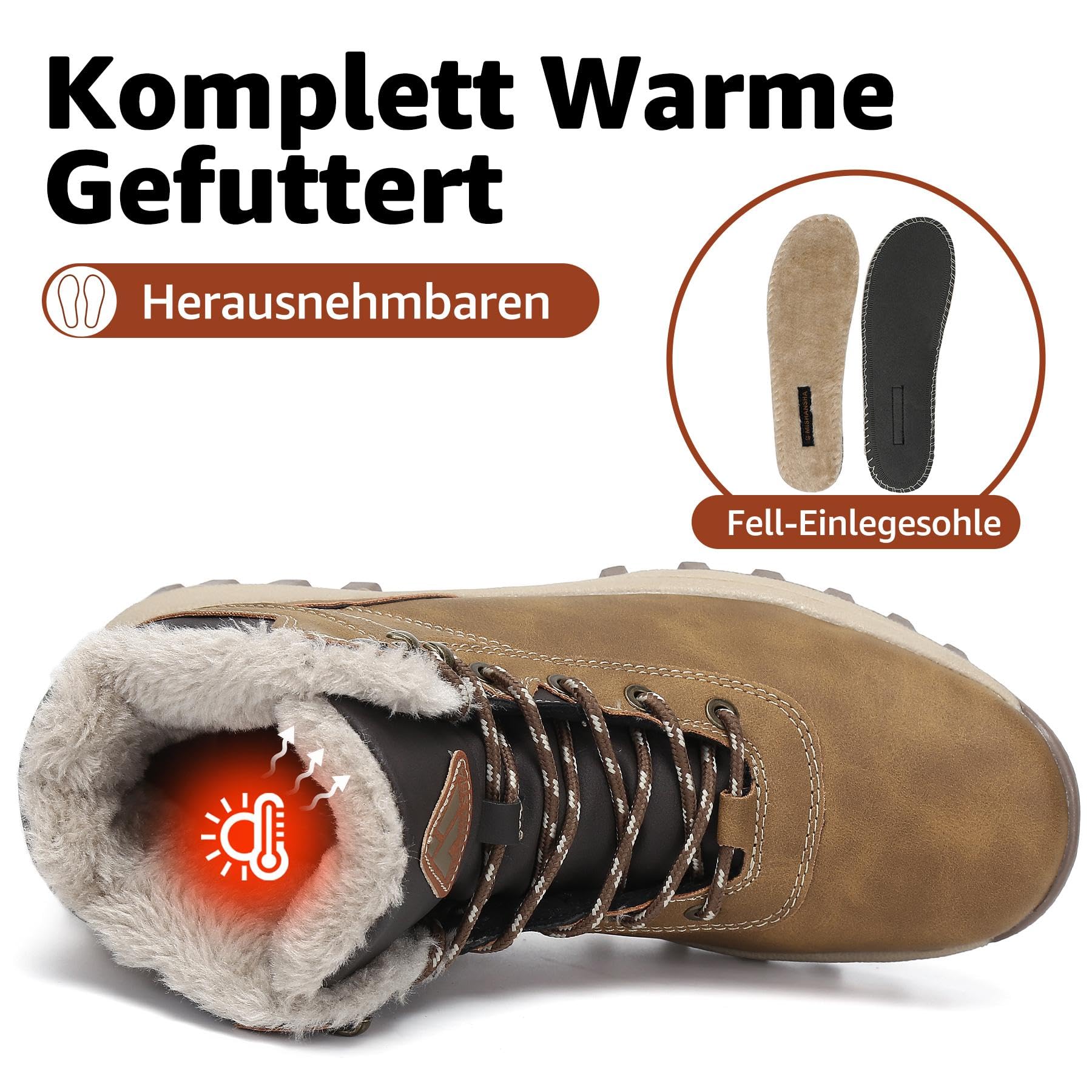 Mishansha Uomo Scarpe Invernali Donna Stivali da Neve Calda Impermeabili Outdoor Sneakers da Trekking Taglia 36-48 EU