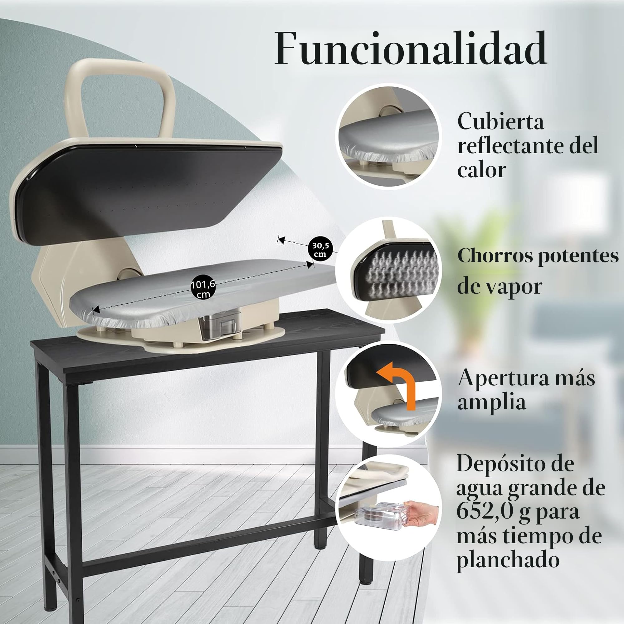 Speedypress Plancha de vapor resistente 101HD Blanco 2600W 101cm x 30cm para uso doméstico y comercial ligero