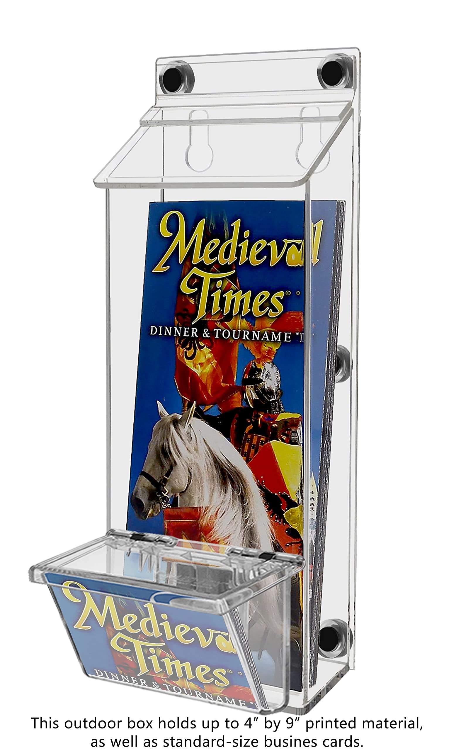 Marketing Holders Brochure Box With Lid Metal Mount Clear Acrylic Outdoor Advertisement Holder Holds 4 X 9 Trifolds With Tak