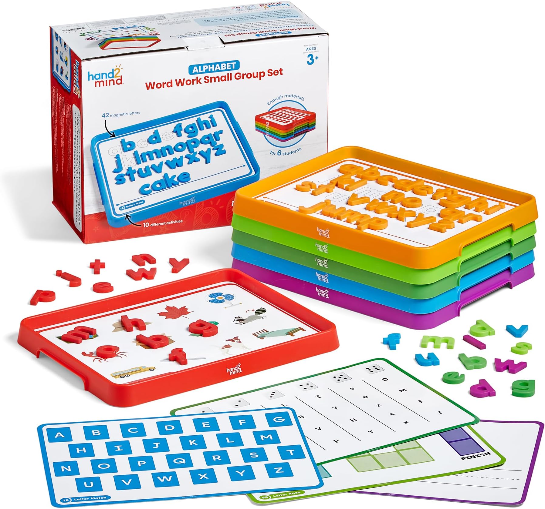Alphabet Word Work Small Group Set, Lowercase Magnetic Letters, Magnetic Letter Trays, Phonics Manipulatives, Phonemic Awareness Activities, Science of Reading Classroom Materials (Set of 6)