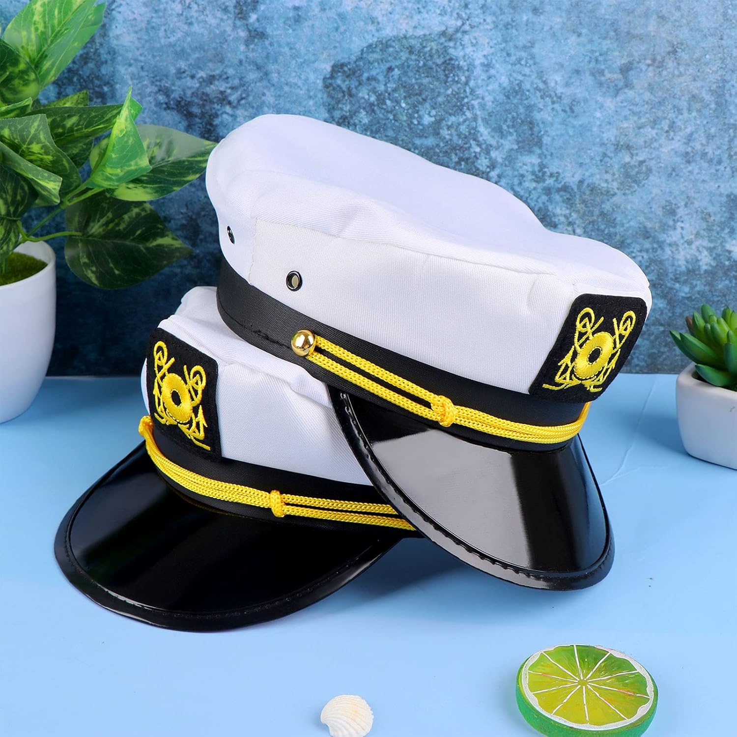 8pcs Captain Hats Men Women Adjustable Sailor Hats for Boat Costume Cosplay Party Family Cruise Accessory (Style 1): Clothing