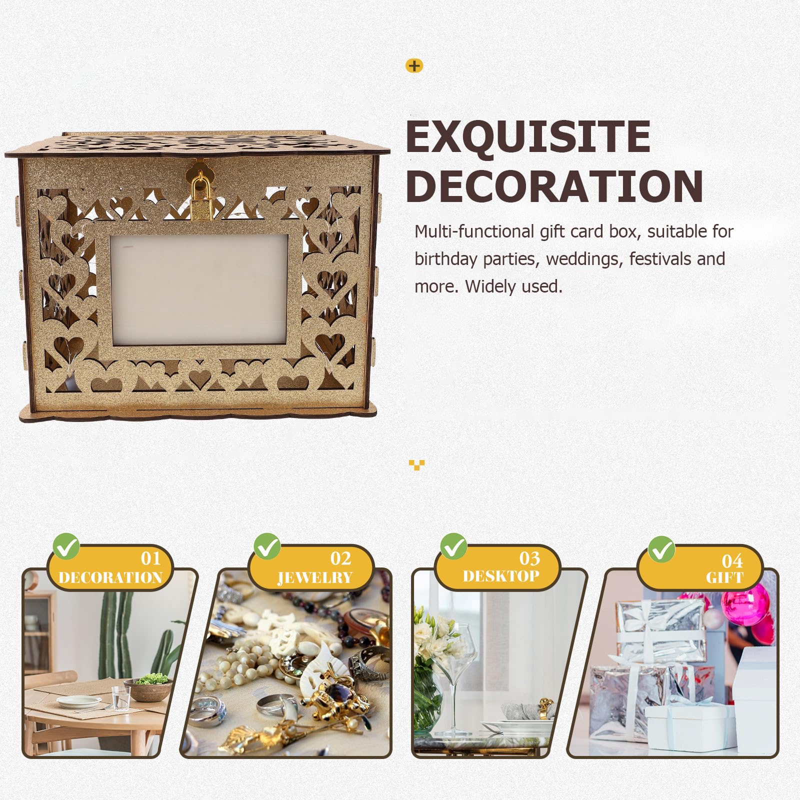 Hochzeitskartenbox mit Beleuchtung und Metall Elegante Goldene als Dekoration und Erinnerungen Bewahren bei Hochzeitsfeiern und Geburtstagen
