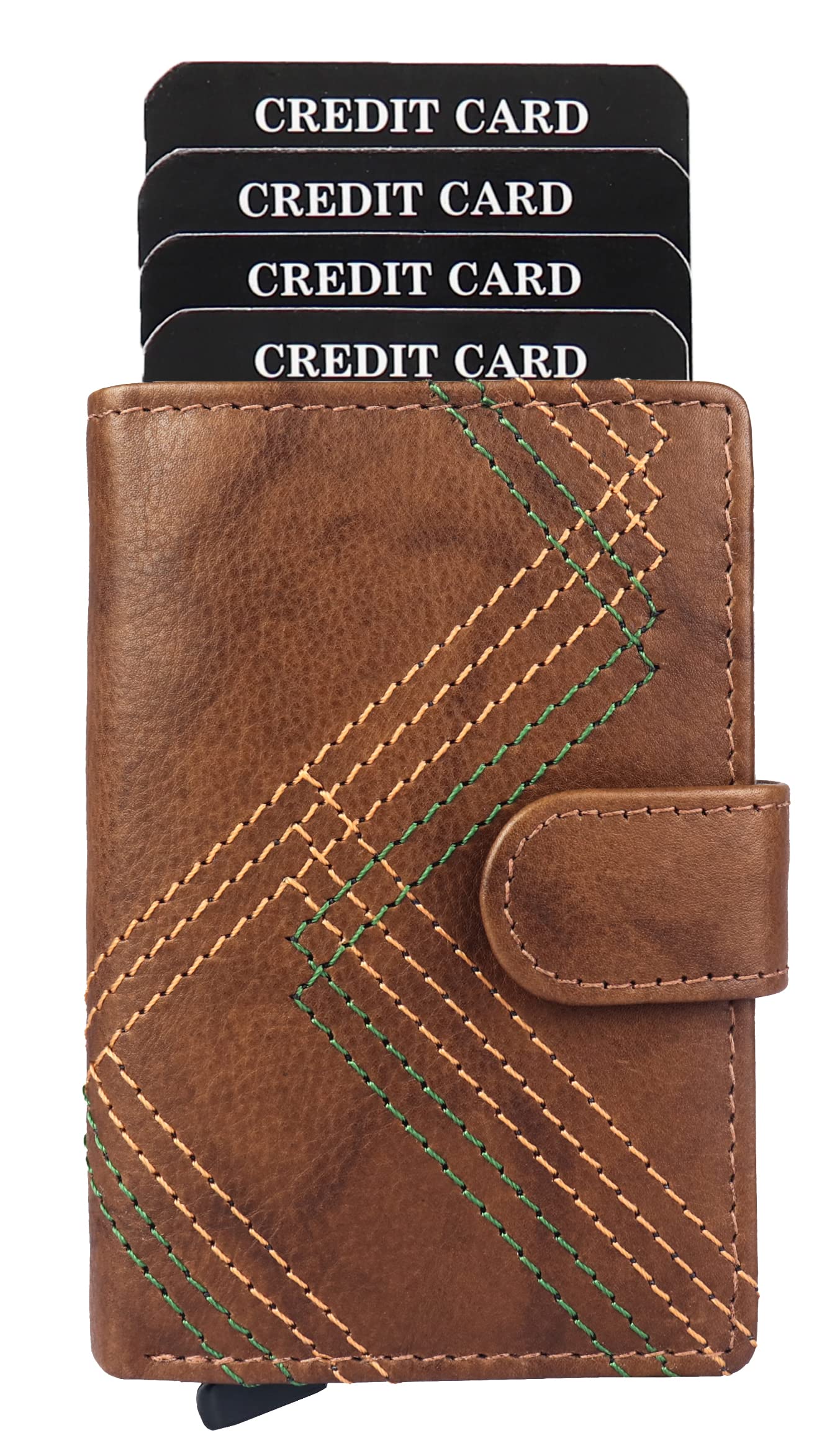 HIDE & SKINGenuine Leather Unisex RFID Card Holder with Unique Handmade Design
