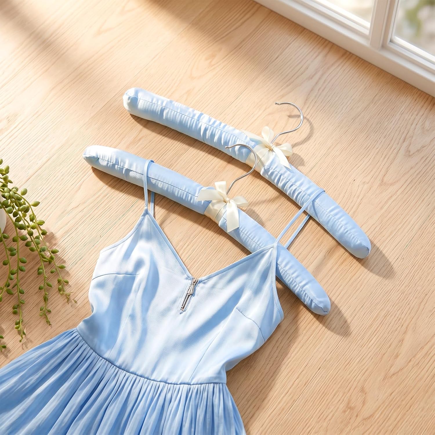 Novabright 20 Pack Satin Padded Hanger for Women Clothing 17'', Light Blue