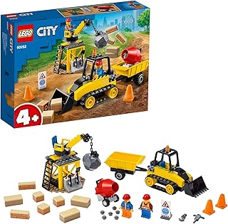 LEGO City Great Vehicles Bulldozer da Cantiere, Set con Mattoni e Gru Giocattolo, Giochi per Bambini di 4+ Anni, 60252