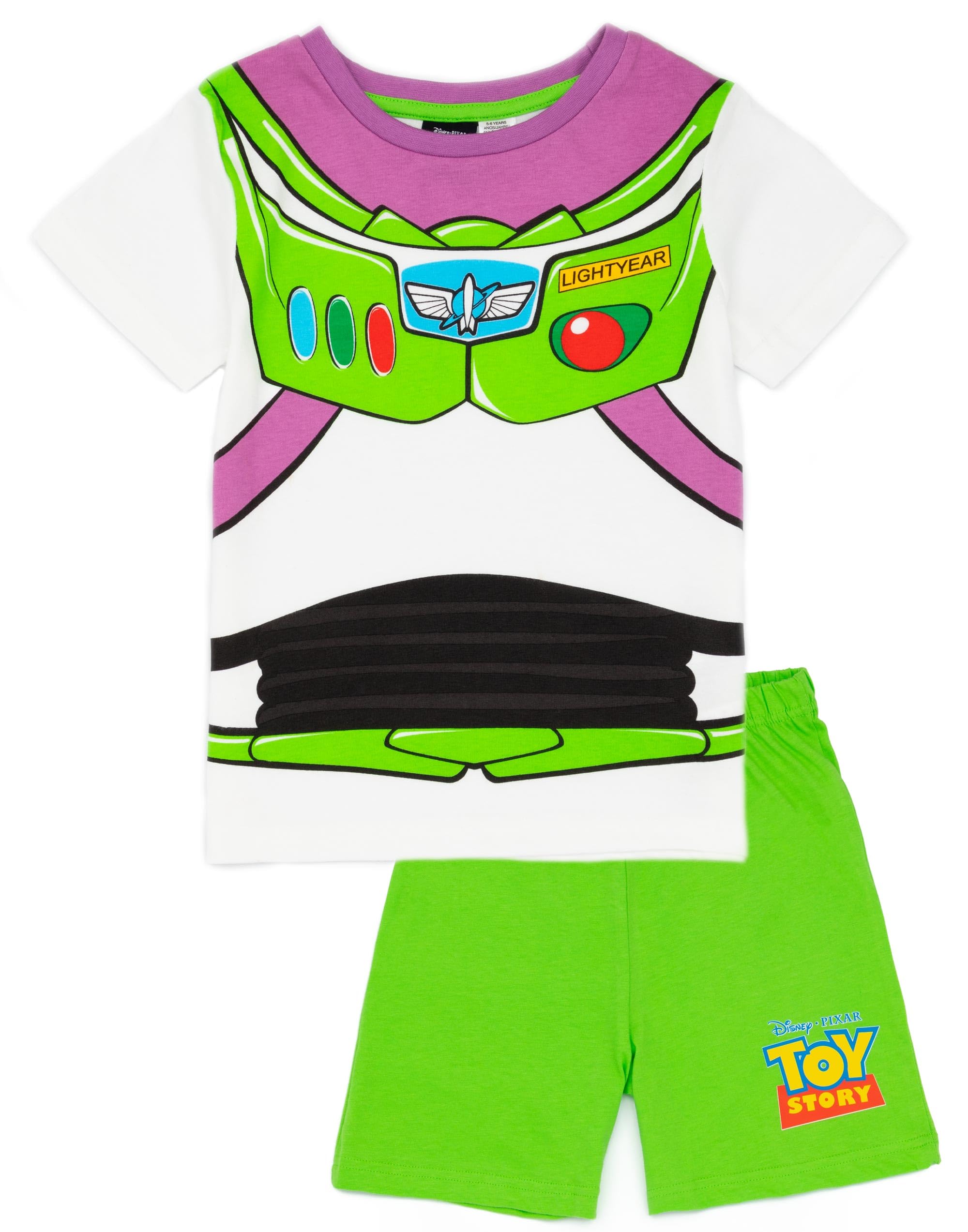 Vanilla Underground Boys Green Disney Toy Story Buzz Costume Short Sleeve Short Leg Pyjama Set - 4-5 Years