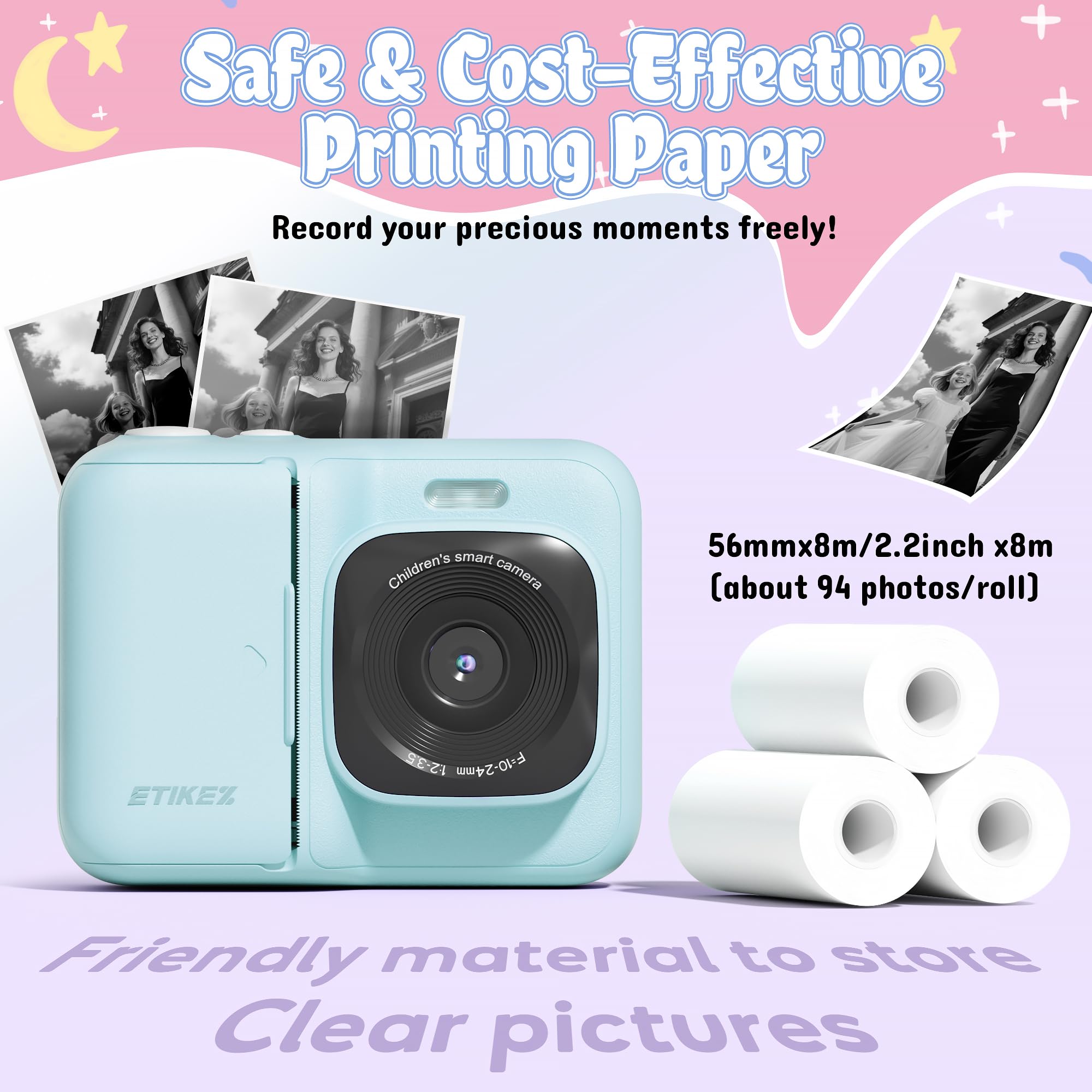 Appareil Photo pour Enfants - Appareil Photo instantané,Blau | Appareil photo instantané 1080P pour enfants de 4 5 6 7 8 9 10 ans pour filles et garçons, jouet portable