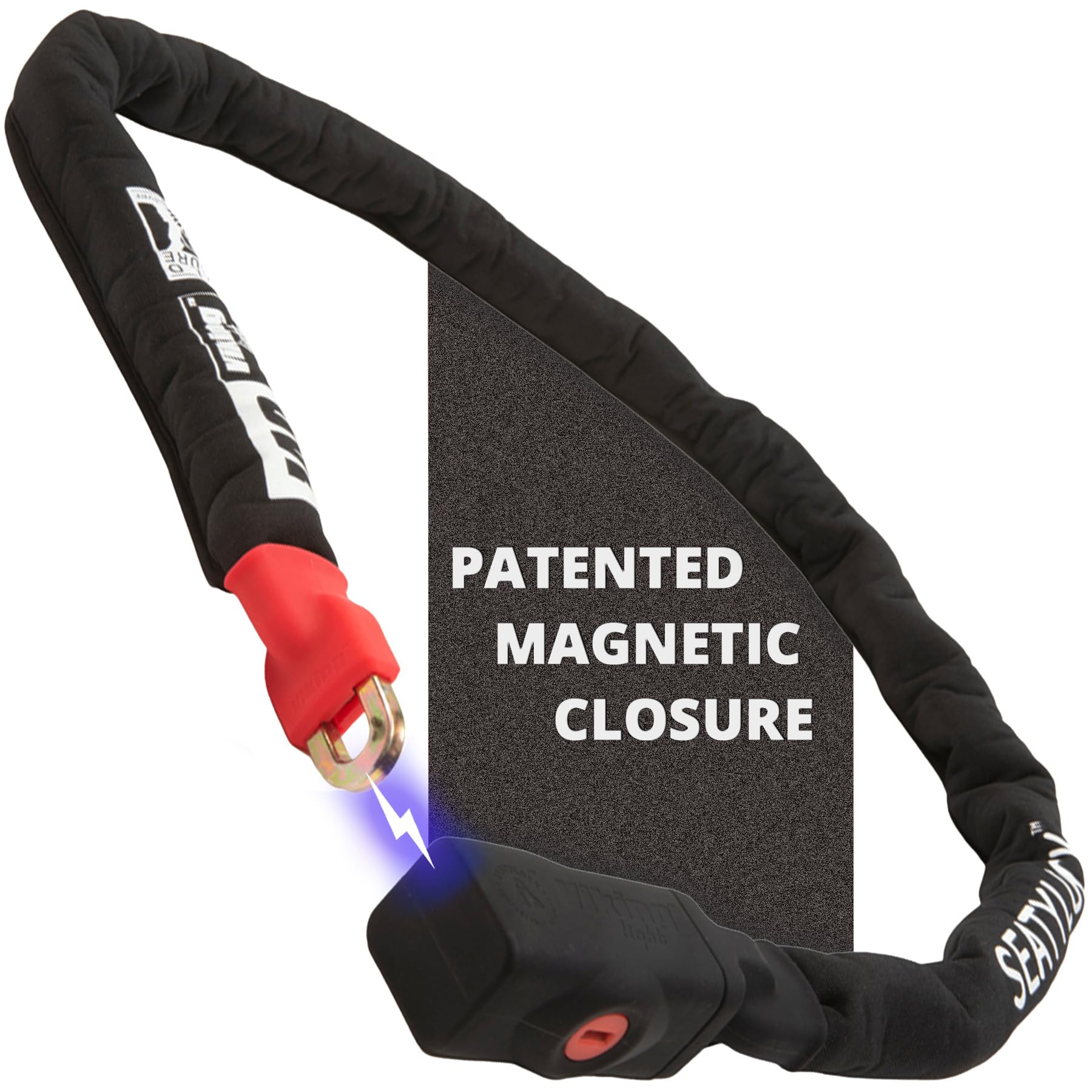 Seatylock Viking Bike Chain Lock with Key - Magnetic Patented Sold Secure Silver Rated - Heavy Duty Anti Theft - Smart Ultra Security Bicycle Lock (