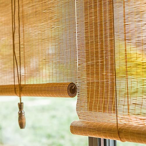 Miniatura 7 de MMLeYN Persianas de bambú enrollables de bambú para exteriores, persianas enrollables de bambú para interiores y exteriores, patio, porche, sin