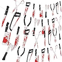 Vista 1 de 4 piezas de decoraciones de fiesta de Halloween, pancarta sangrienta, juego de guirnalda de terror para decoración de películas espeluznantes