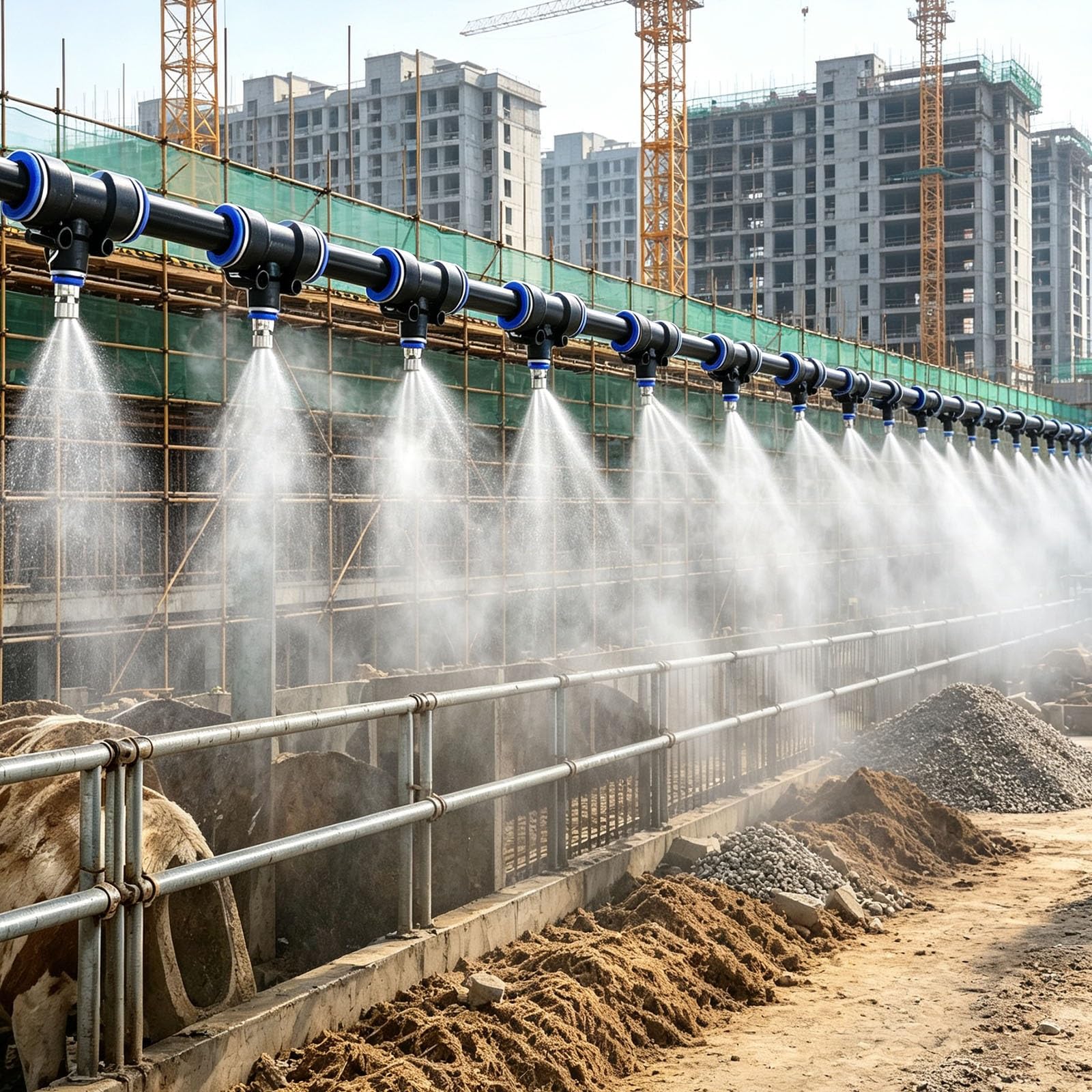 Kit nebulizzazione raffrescante personalizzabile, recinzione cantiere | Kit irrigazione per serra/prato patio, uscita acqua regolabile, raccordi antigoccia(35m/1378in/115ft)