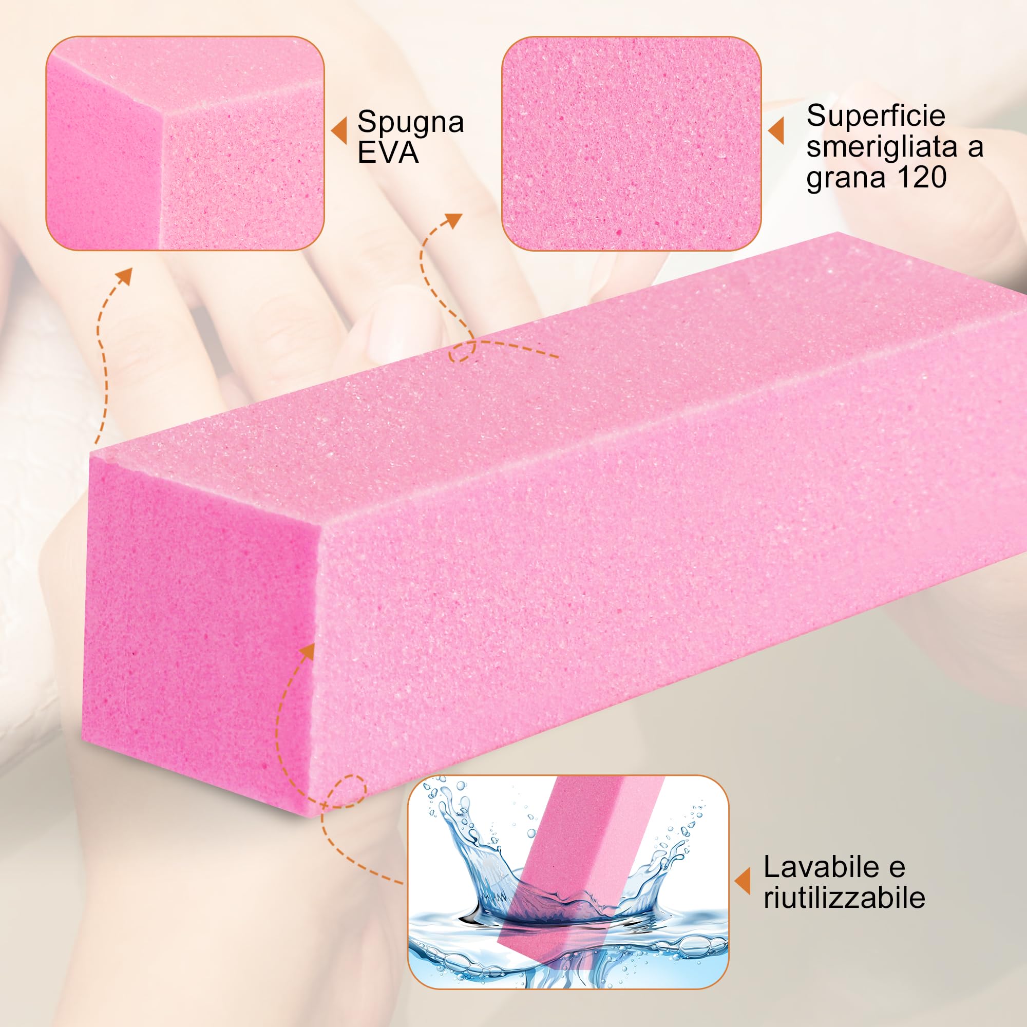Elalove 10 Blocs Polissoirs à Ongles Professionnels (5 Blancs + 5 Roses) - Lime à Ongles 4 Faces Réutilisable pour Manucure/Pédicure - Mousse Douce et Durable pour Salon/À Domicile