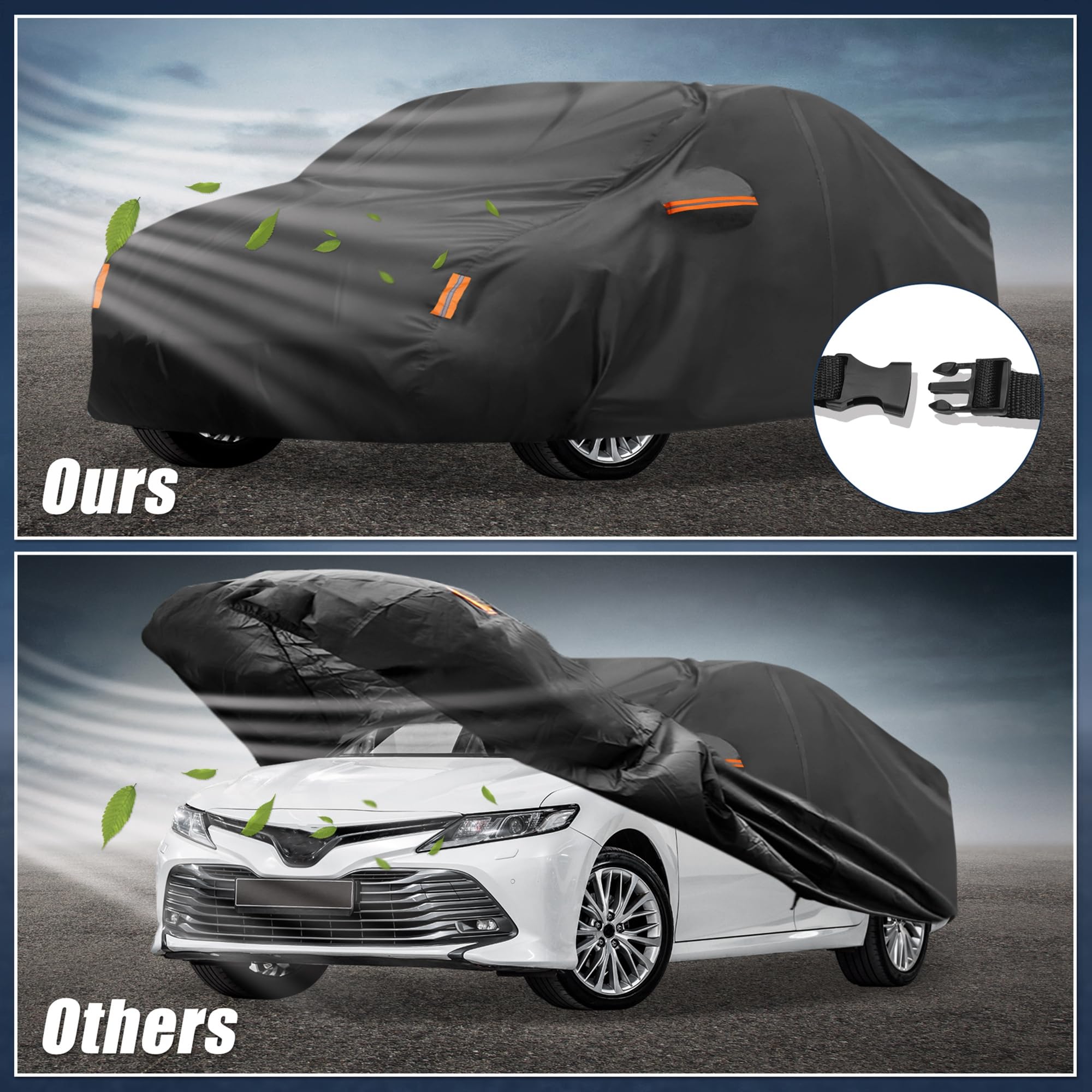 X AUTOHAUX Car Cover for Toyota Camry 2007-2022 210D-PU Outdoor Full Car Cover All Weather with Door Zipper — view 4