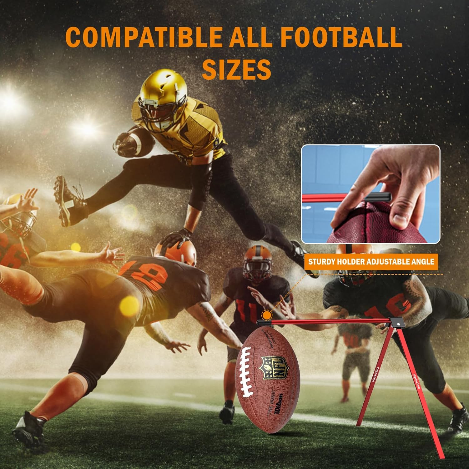 Football Kicking Tee Stand, Field Goal Punter Kick Off Holder Compatible with All Football Sizes, Portable Football Accessories Practice Gifts for Tracker