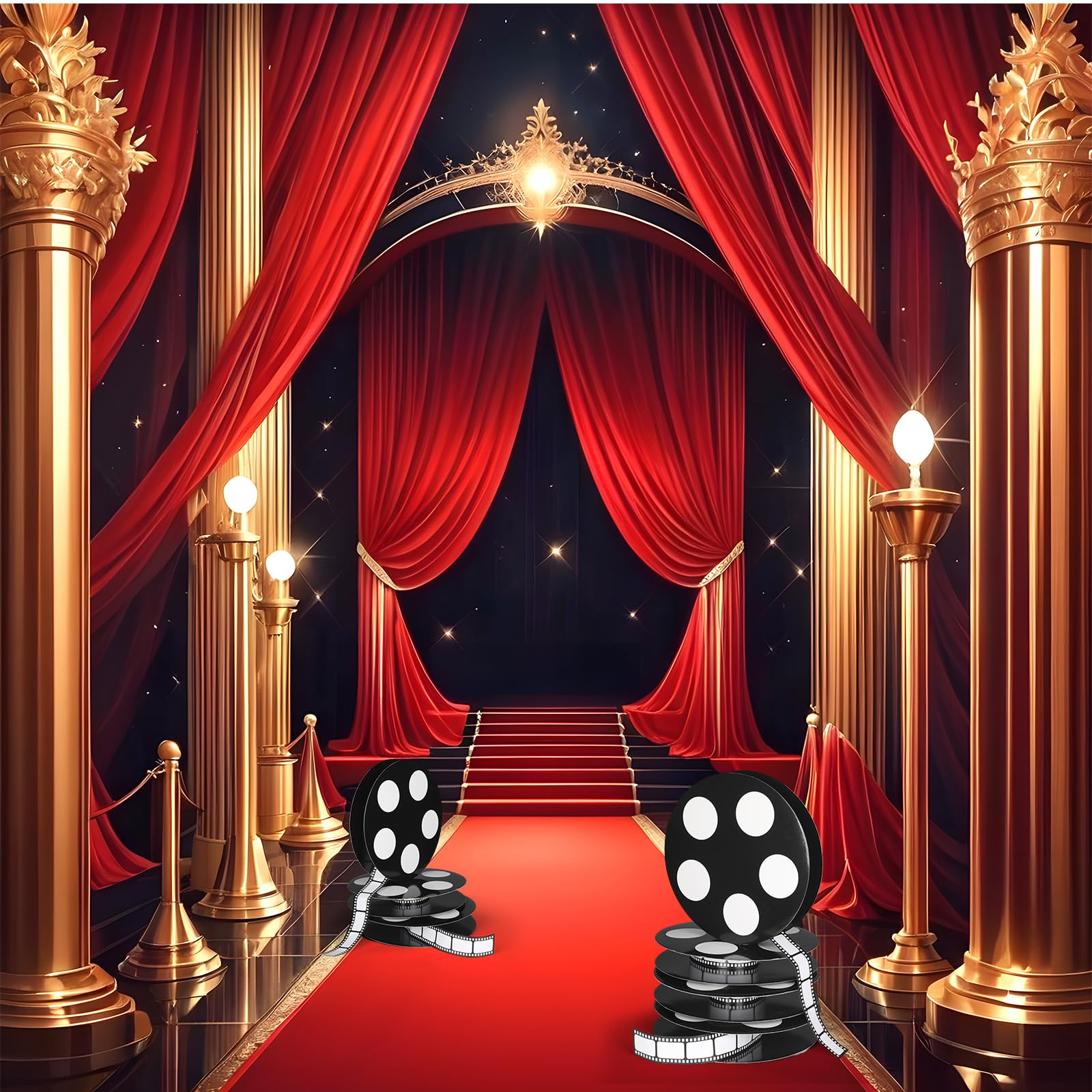 Honoson 4 bobine cinematografiche centrotavola puntelli per film decorazioni per feste a tema film decorazione per feste cinematografiche per feste notturne