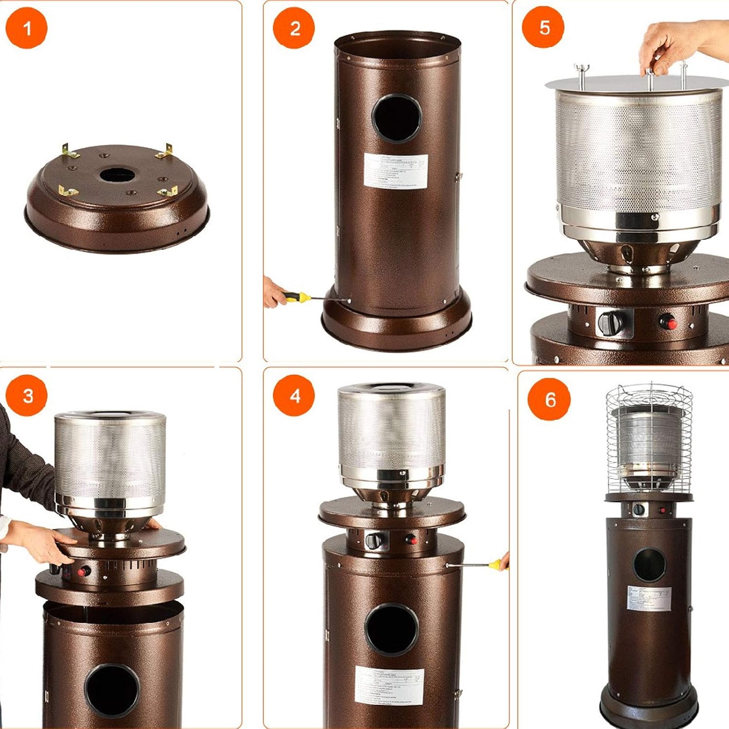 New Outdoor Gas Patio Heater Tip-Over Protection Metal Steel 5KW - 11KW Using LPG Gas Total Height 224cm for Outdoor Garden Home