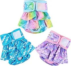 Fuz Bigaza Fraldas para Cães Femininas(Pacote com 3) Fraldas Reutilizáveis para Cadelas, Calcinha Lavável para Cães, Saia de Fralda para Cães No Cio, Menstruação, Incontinência Ou Micção Excitável(Peq