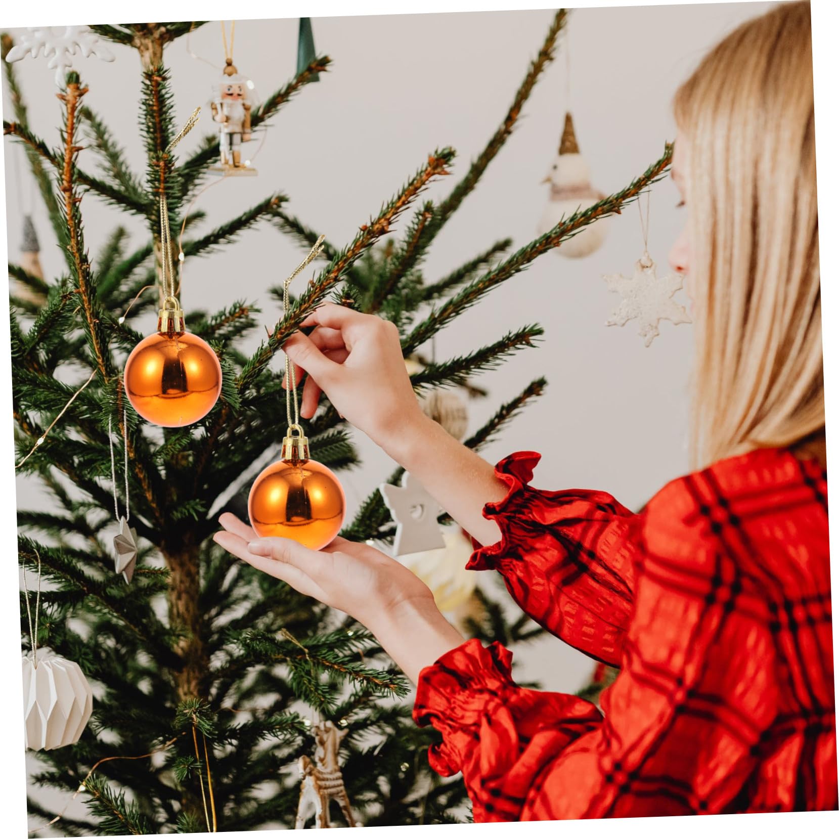 48piezas Bolas Navideñas Colgantes Unidades Plástico Ligero para Decorar Techos y Árboles Celebraciones Familiares