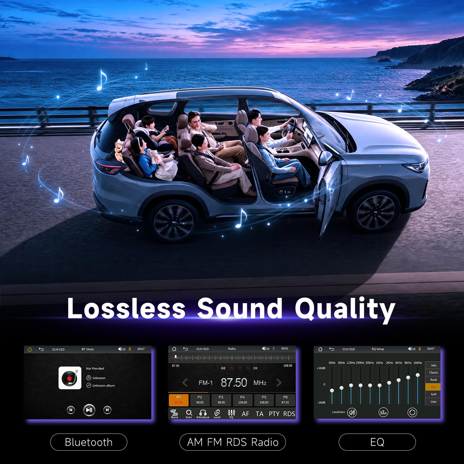 Hodozzy Radio samochodowe 1 DIN z ekranem, bezprzewodowe odtwarzanie kart Android Auto i AirPlay, 5-calowy ekran dotykowy, AM/FM/RDS radio z Bluetooth, odtwarzacz MP5 1 DIN z EQ, Type-C/USB/AUX/SWC