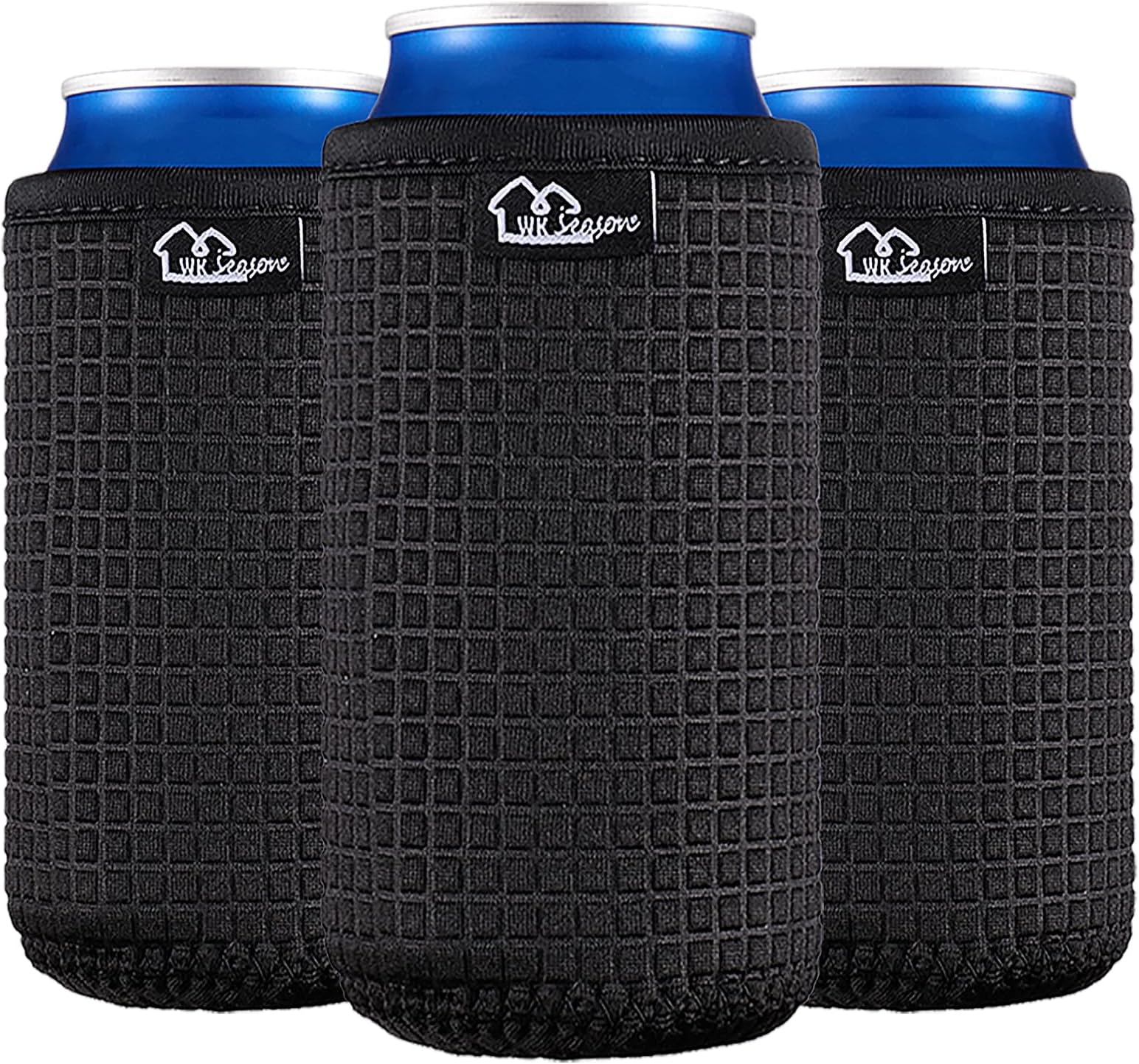 WK IEASON 16oz Standard Can Sleeves Insulators Sleeves Standard Can Covers 16OZ Neoprene Beer Bottle Sleeves Coolers Holder Non-slip Neoprene Can Cooler Sleeves 3PC Pack (16OZ, Black x3)