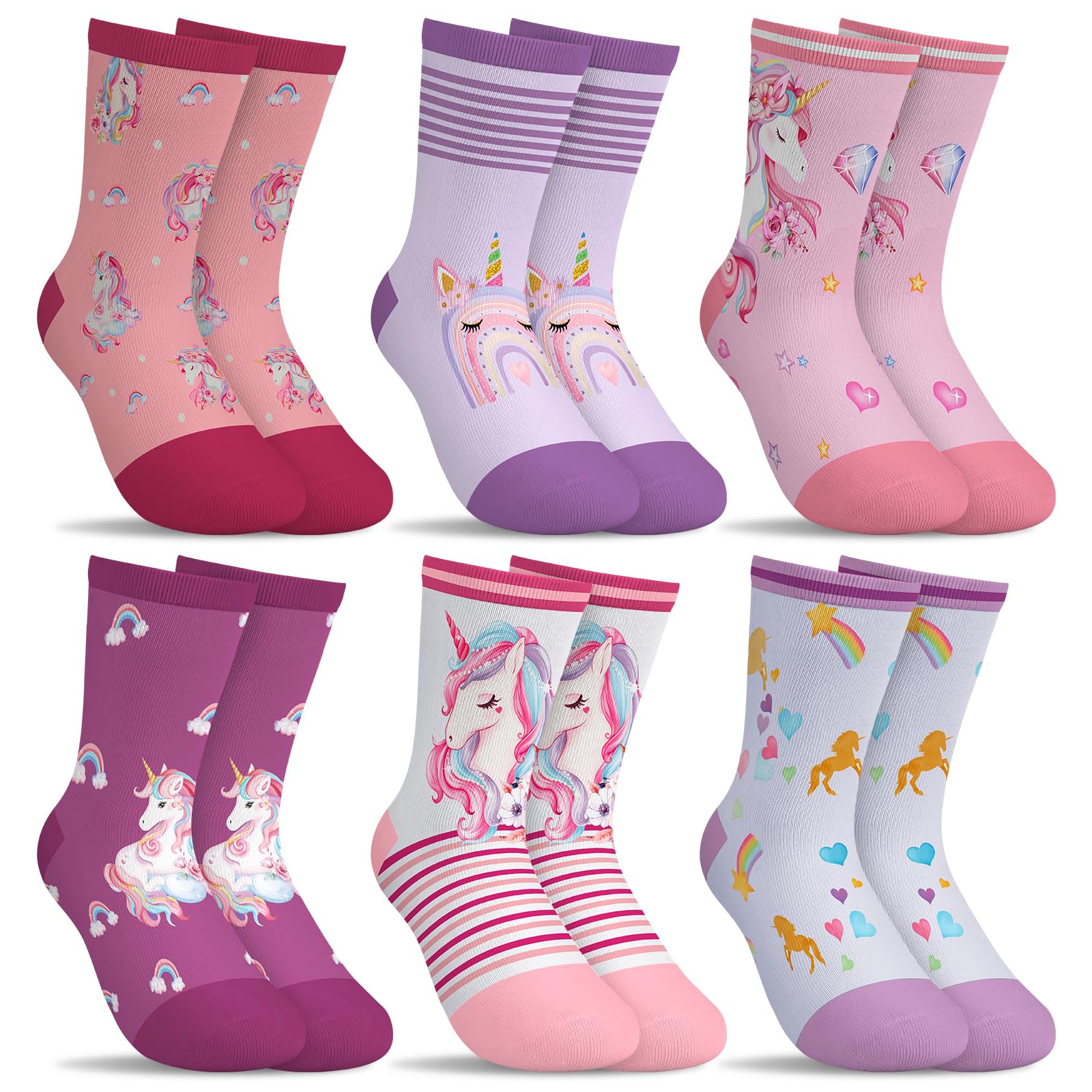 6 Paare Socken Kinder Mädchen Bunte Einhorn Rosa Lila Baumwolle Socken kinder