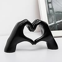 FANTESTICRYAN Small Heart Hands Statue - Cute Love Sculpture Resin Decor for Home Office Desk Wedding Gifts Black