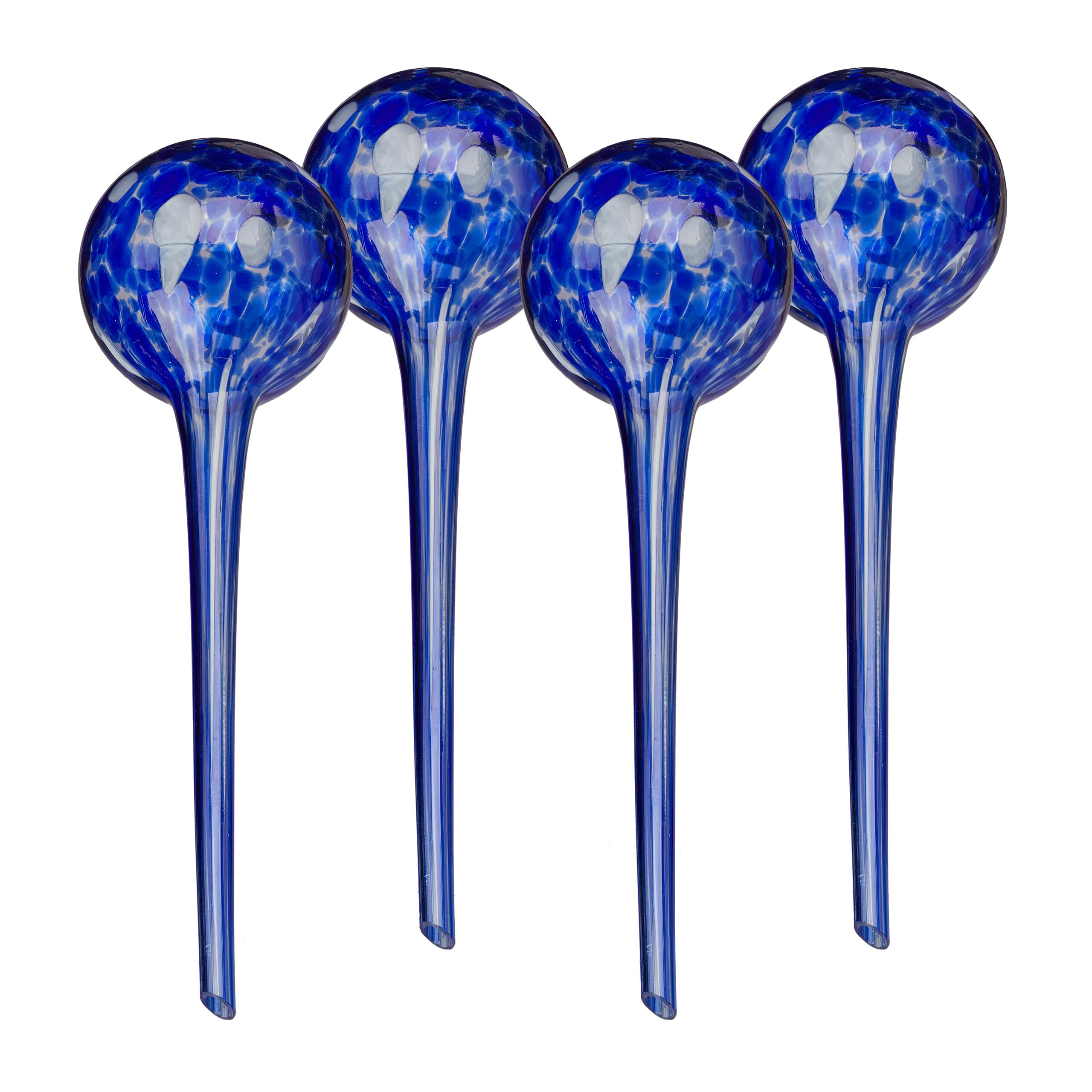 Relaxdays Watering Globes, Set of 4, Glass, XL Size, HxD: 30 x 9 cm, Balls for Automatic Irrigation on Holiday, Blue