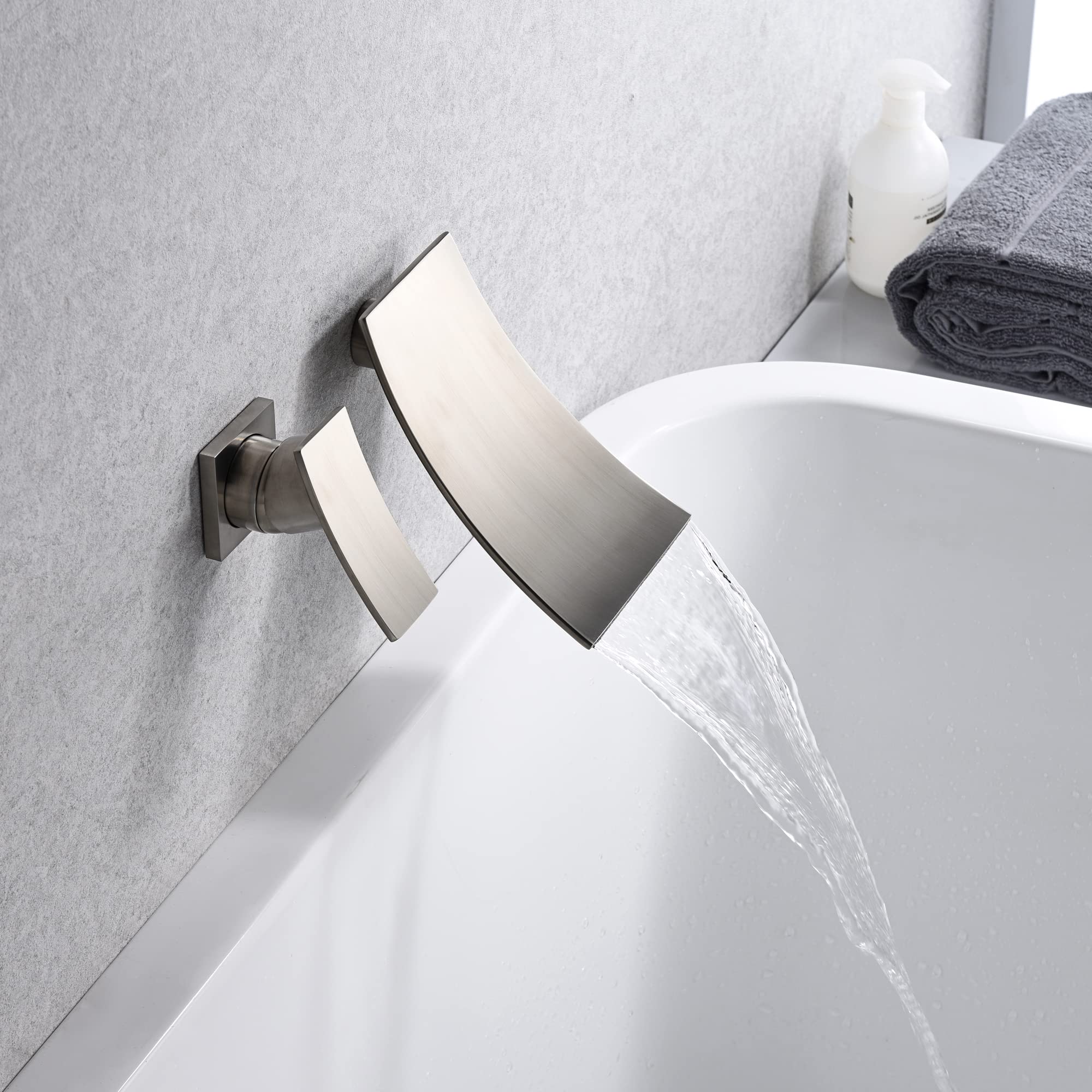 Bateria umywalkowa ścienna do łazienki S1389NI-LH + zestaw baterii wannowej ściennej S1364NW-LH
