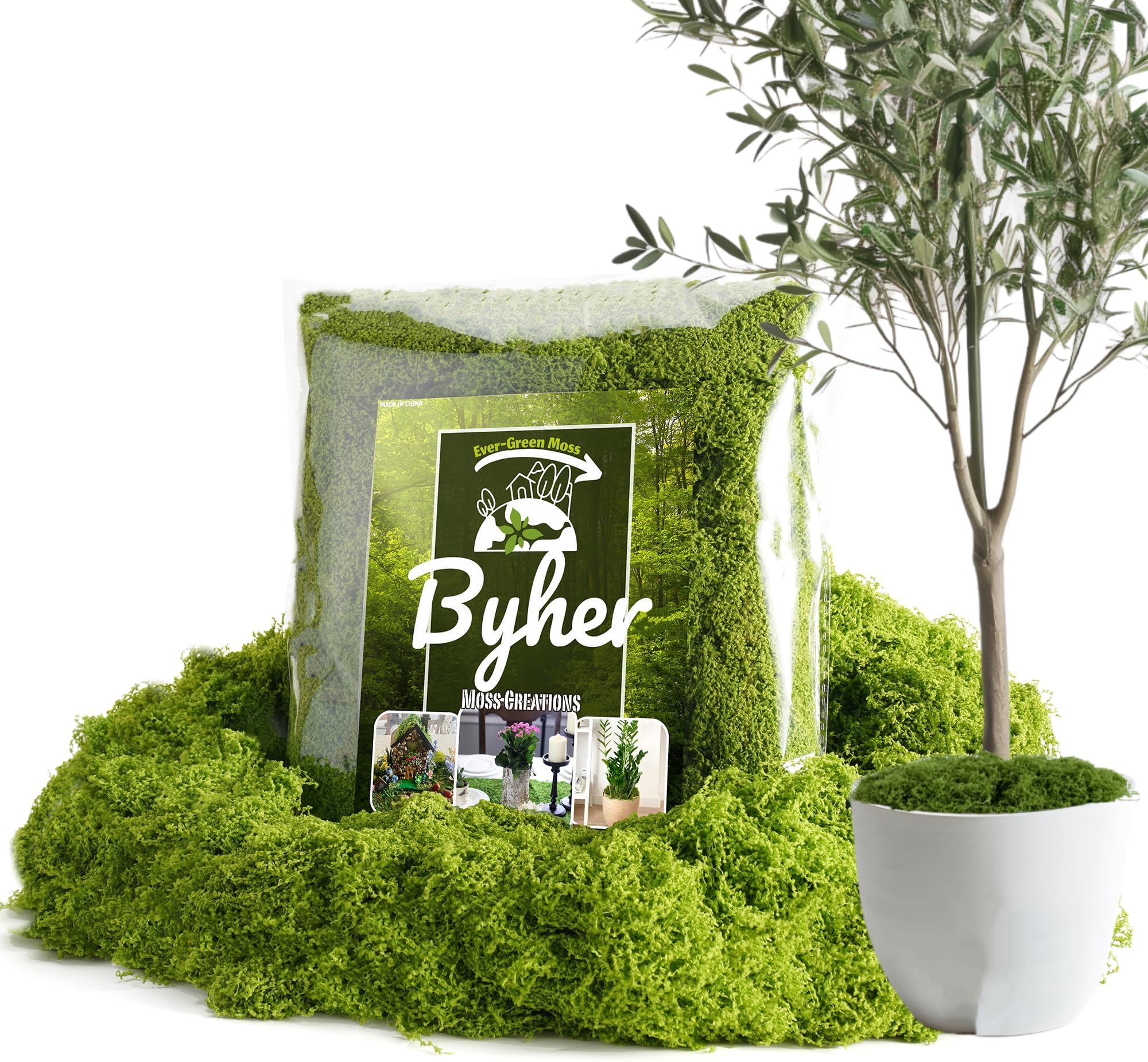 Fake Moss for Plants Indoor, 7OZ Value Pack - Artificial Grass for Crafts, Floral Arrangements & Potted Plants, Natural Moss Alternative for Terrariums, Fairy Gardens (Light Green)