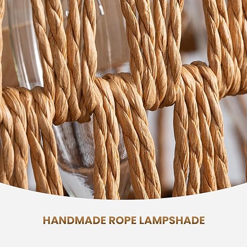 Miniatura 7 de Ventilador de techo bohemio enjaulado con luz, ventilador de techo de ratán de 18 pulgadas con luz, candelabro bohemio, lámpara de granja de bajo