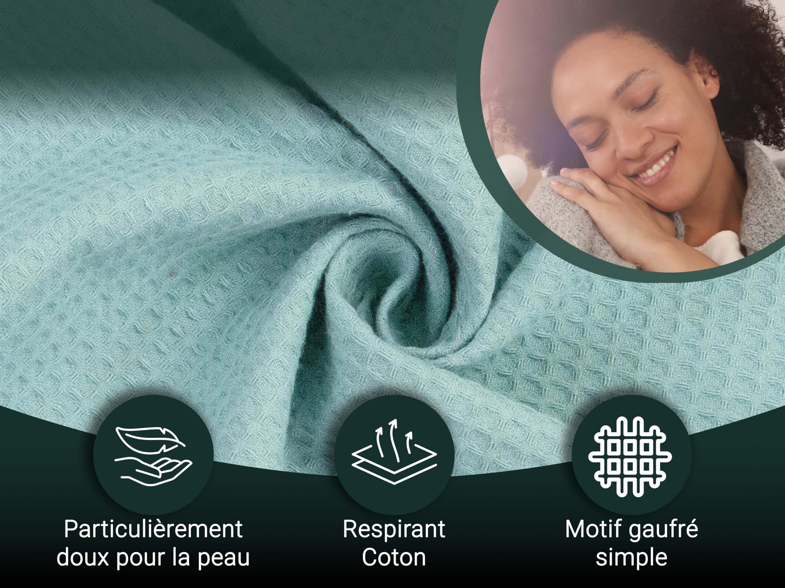 ZOLLNER Couverture Douillette 150 x 200 cm - 100% Coton - Motif Intemporel - Infroissable et Respirante - Couleur Bleu Clair - Lavable à 60 °C - Qualité hôtelière - Certifiée Oeko Tex®