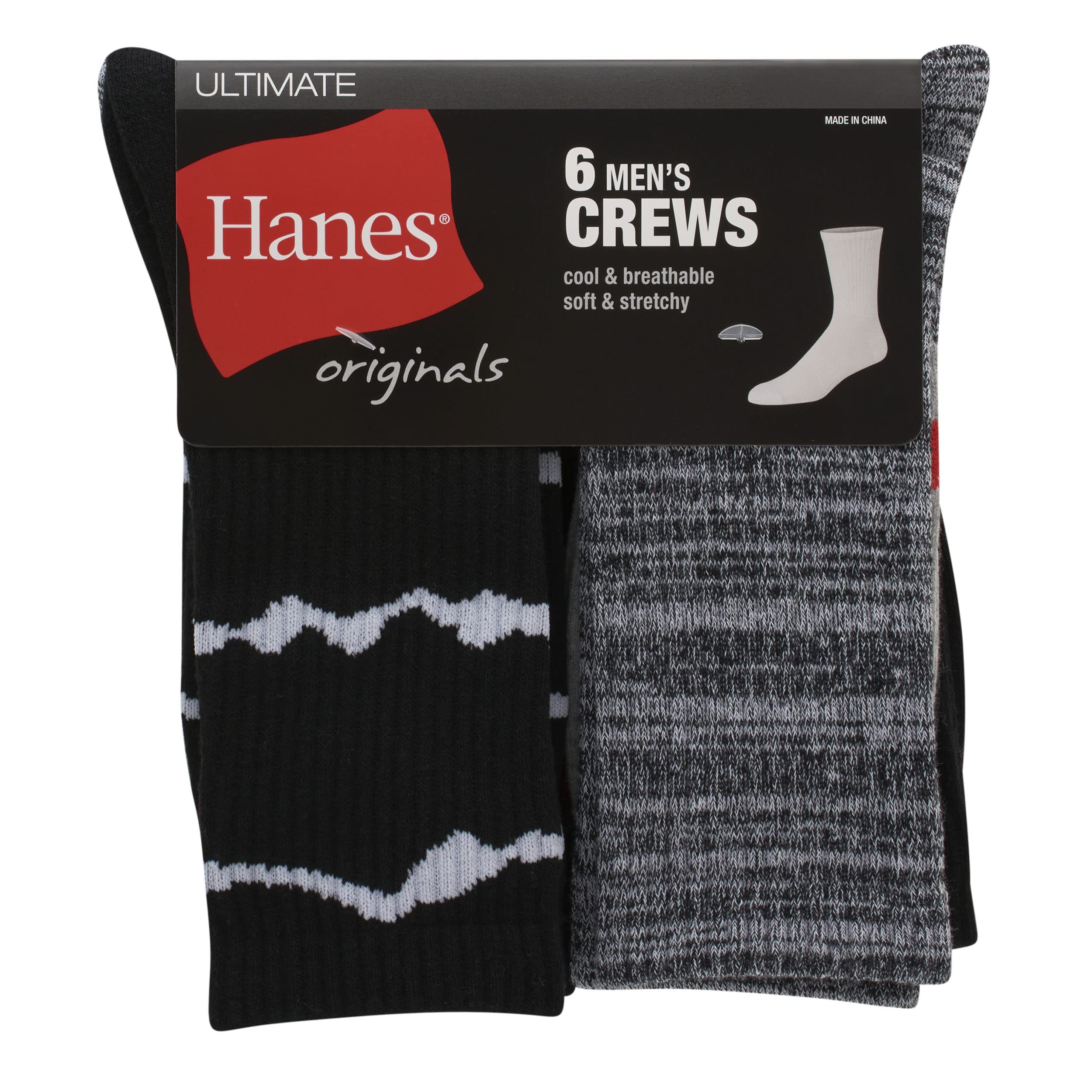 Hanes Ultimate Originals Crew Calcetines invisibles tobilleros de hombre, Negro/gris variado (Black/Grey Assorted), 6-12