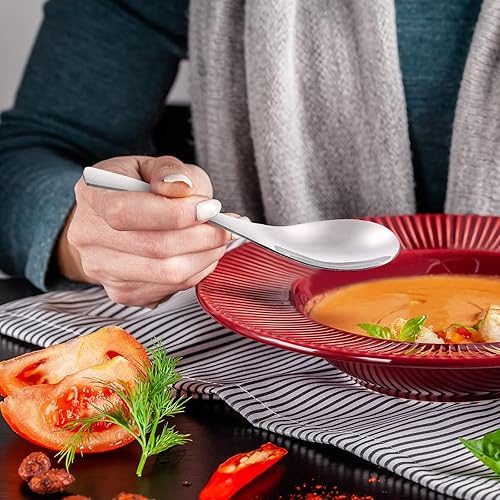 Miniatura 4 de Juego de 50 cucharas de sopa de acero inoxidable, cucharas asiáticas de metal pesadas, cucharas de sopa chinas de 5.9 x 1.6 pulgadas, cucharas de