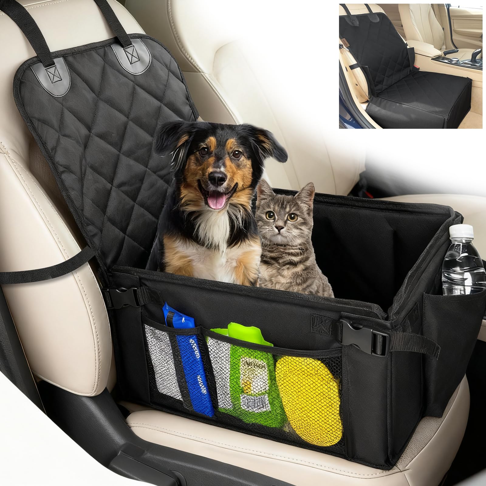 Hunde Autositz, Hundeautositz Mit Verstärkten Verschlussschnallen und Stahlrohr Rahmen, Wasserdichter Verstärkte Kanten Extra Stabiler Auto Hundesitz für Kleine Mittlere Große Hunde