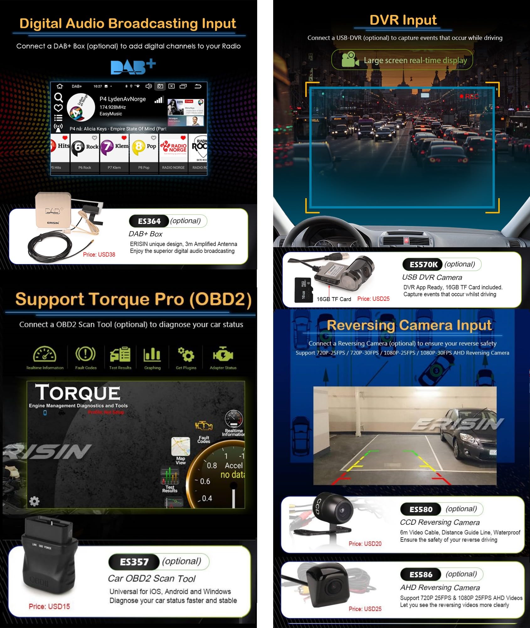 erisin Android 14 8 Core Estéreo de Automóvil Autoradio para BMW Mini Cooper R56 S Countryman navegación GPS Carplay Android Auto DSP Bluetooth A2DP TDT WiFi Dab+ IPS