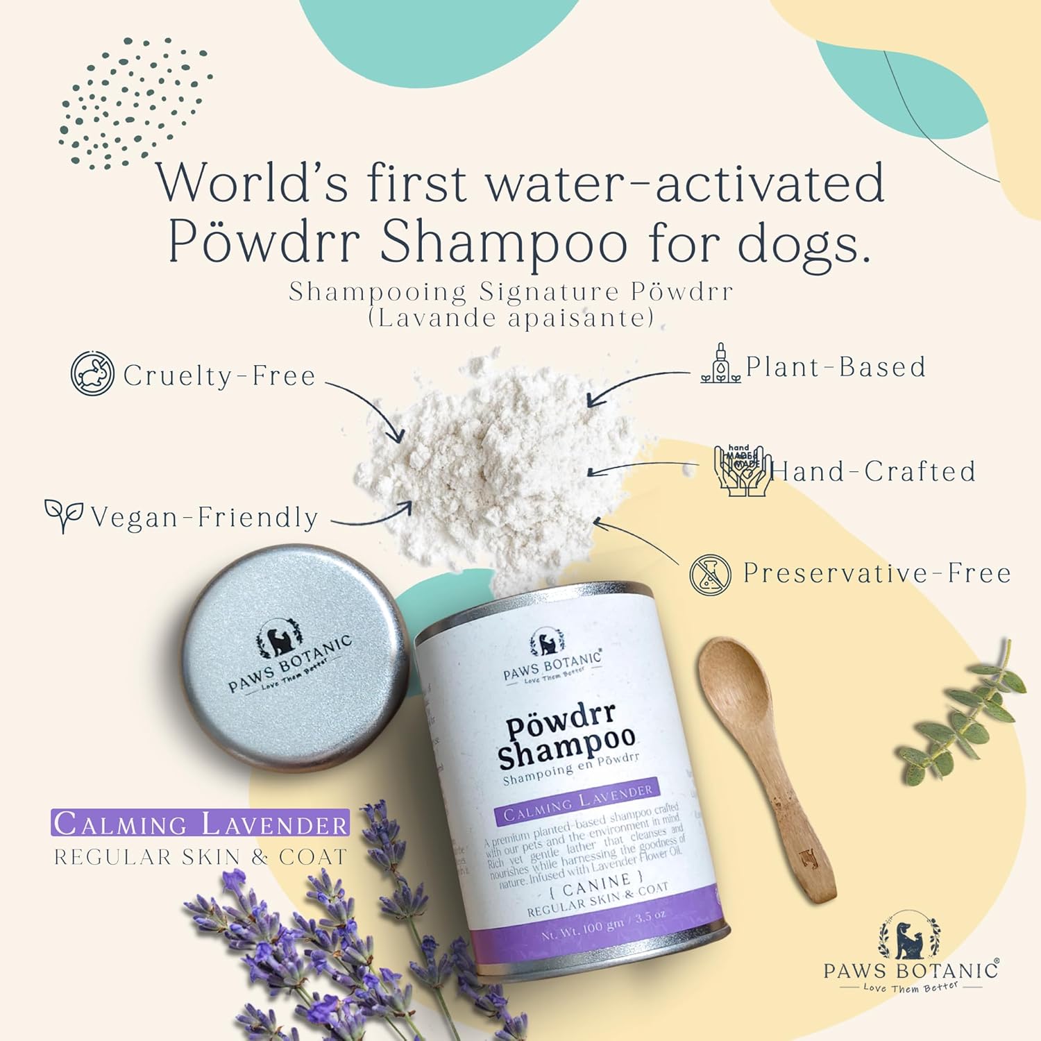 Unscented Dog Dry Shampoo, Powder Shampoo for Dogs, Regular Skin & Coat, 3.5 oz with Bamboo Spoon (Calming Lavender) Unscented Dog Dry Shampoo, Powder Shampoo for Dogs, Regular Skin & Coat, 3.5 oz with Bamboo Spoon (Calming Lavender)