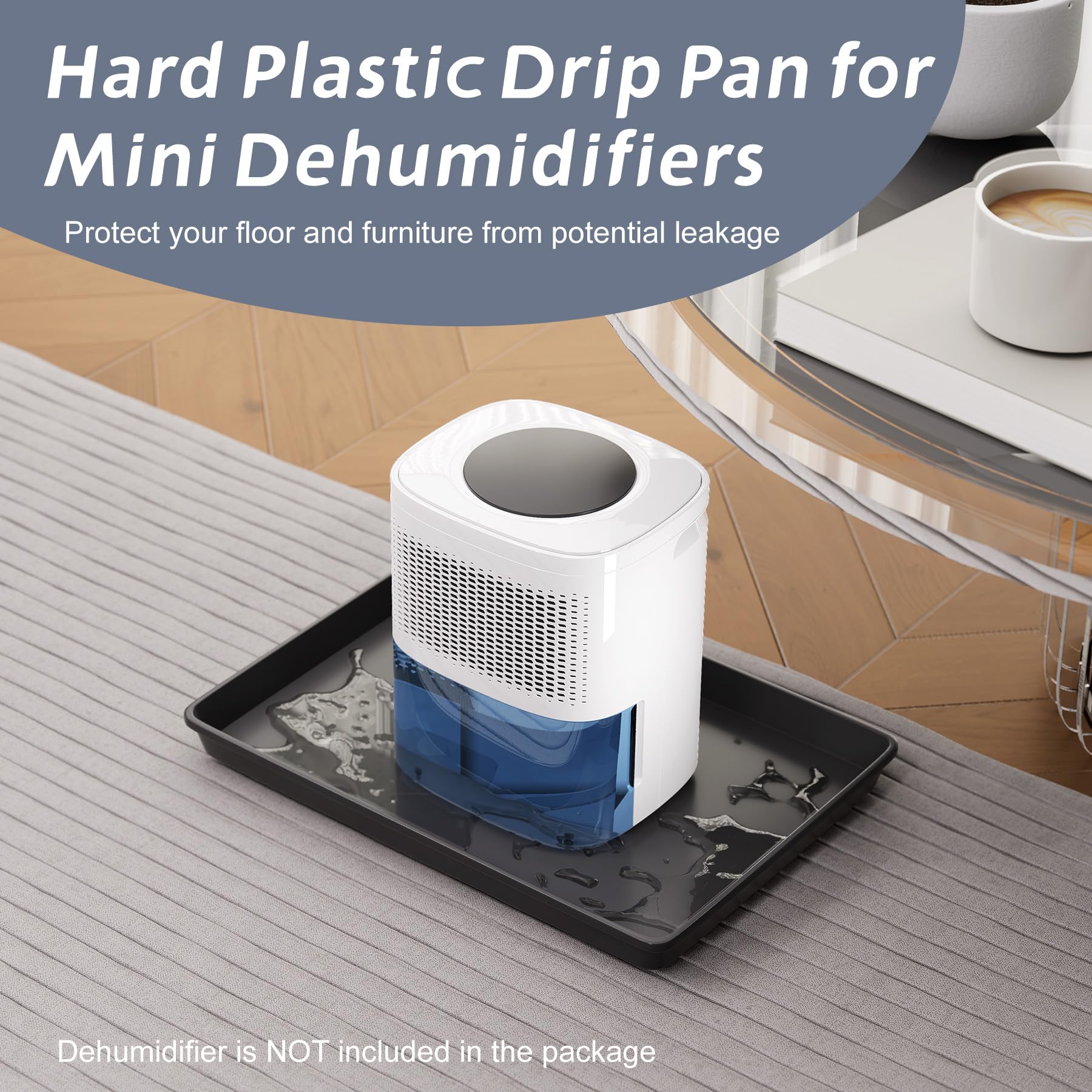 Tapete deshumidificador, bandeja de goteo de plástico duro para deshumidificadores del hogar y sótano, bandeja deshumidificadora con borde elevado para fugas, evita que el agua se acumule 4