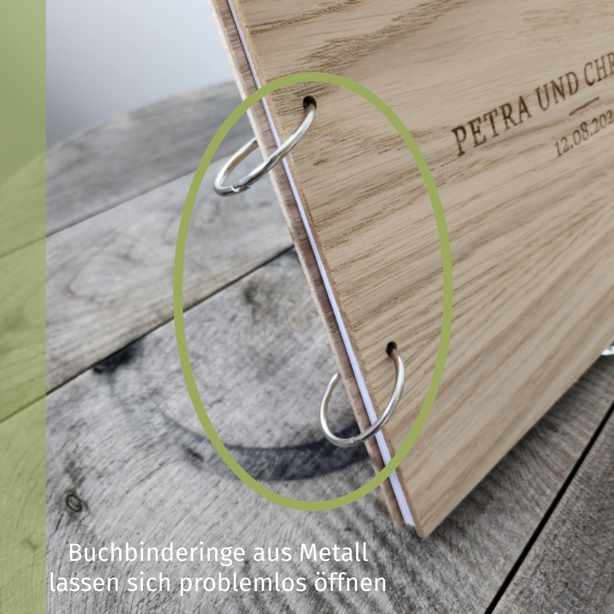 laser-diele Gästebuch Hochzeit – Hochzeitsgästebuch mit Namen Personalisiert – Hochzeitsgeschenke – Gästebuch Geburtstag und Taufe – Eiche Edelfurniert – A4 (Ornament 2)