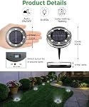 LOTMOS Solar Ground Lights Outdoor, 8 Pack 8 LED Garden Lights Solar Powered, Waterproof Pathway Disk Lights, Mini Puck Landscape Lighting for Pool Walkway Lawn Driveway Patio Yard, Cool White