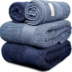 Jogo De Banho Buddemeyer - Toalha Fio Penteado Canelado - 100% Algodão - Kit Banho e Rosto - 4 Peças (Azul 1658/1950)