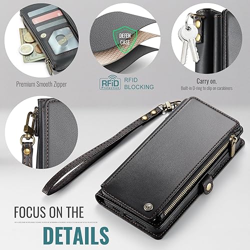 Miniatura 5 de Defencase Funda compatible con Moto G 5G 2023, con bloqueo RFID, compatible con Motorola Moto G 5G 2023 a la moda, correa de muñeca con cremallera,