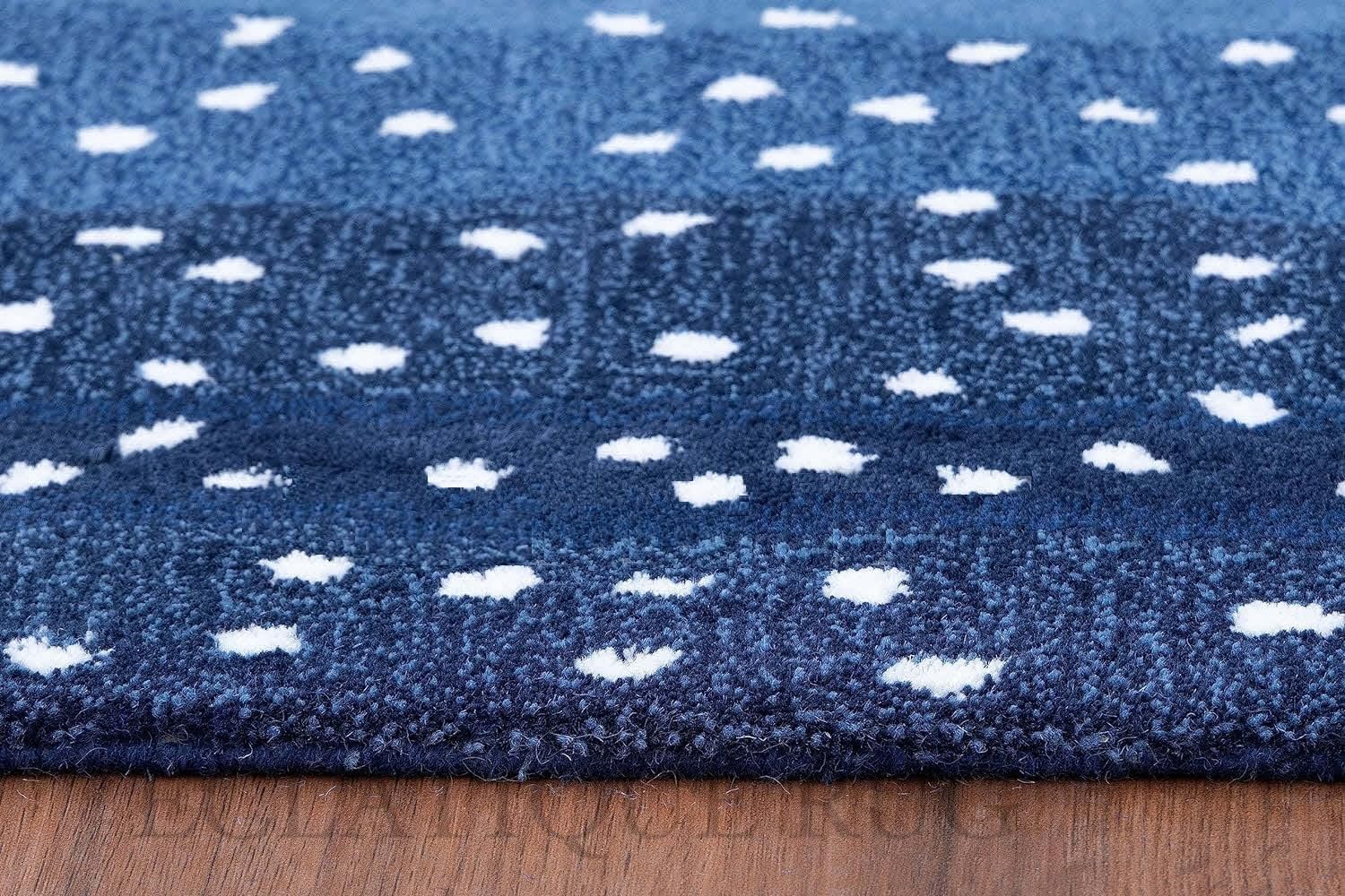 Premium Hand Tufted Deer Dotted Design Area Rug Blue, Luxury Floor Accent for Living Room, Dining Room, Entryway, Elegant Home Decor Carpet (9x12)