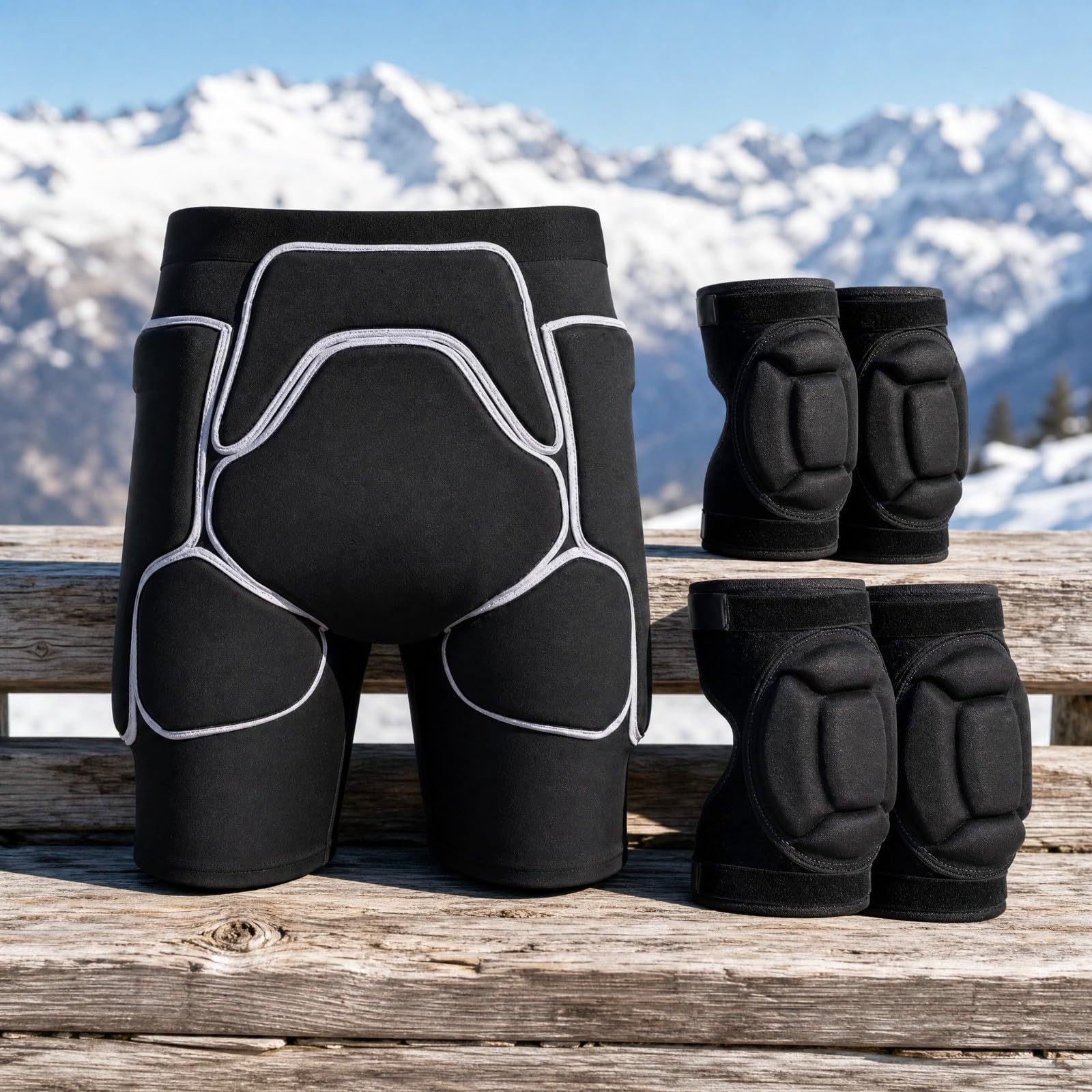 Pantaloncini Protettivi Imbottiti con Ginocchiere e Gomitiere Ergonomico Kit di Protezione con Pantaloncini, Ginocchiere e Gomitiere Regolabile , L