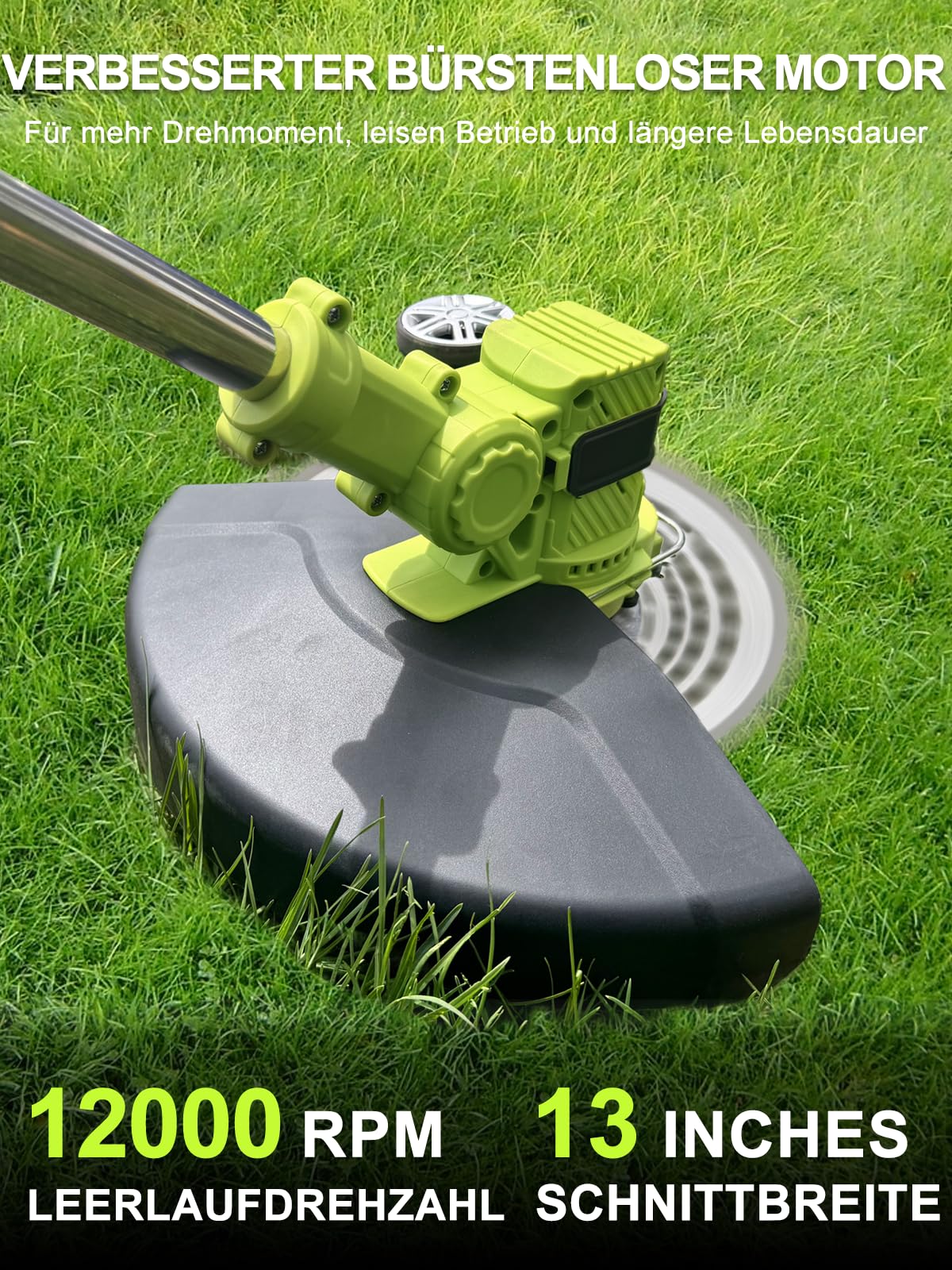 Akku Rasentrimmer für Makita Akku, 2-in-1 Kantenschneider/Rasentrimmer mit Akku 21V, Akku Freischneider mit 2 Batterien 4.0Ah＆8in Klingen, Rasenkantenschneider für Rasen Garten Beschneiden