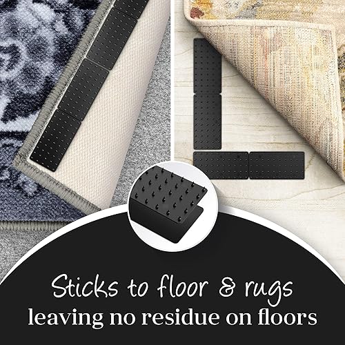 Miniatura 5 de Greatideas - Agarres antideslizantes para tapetes y alfombras, evita que tus tapetes y alfombras se resbalen y se deslicen, color negro, paquete de