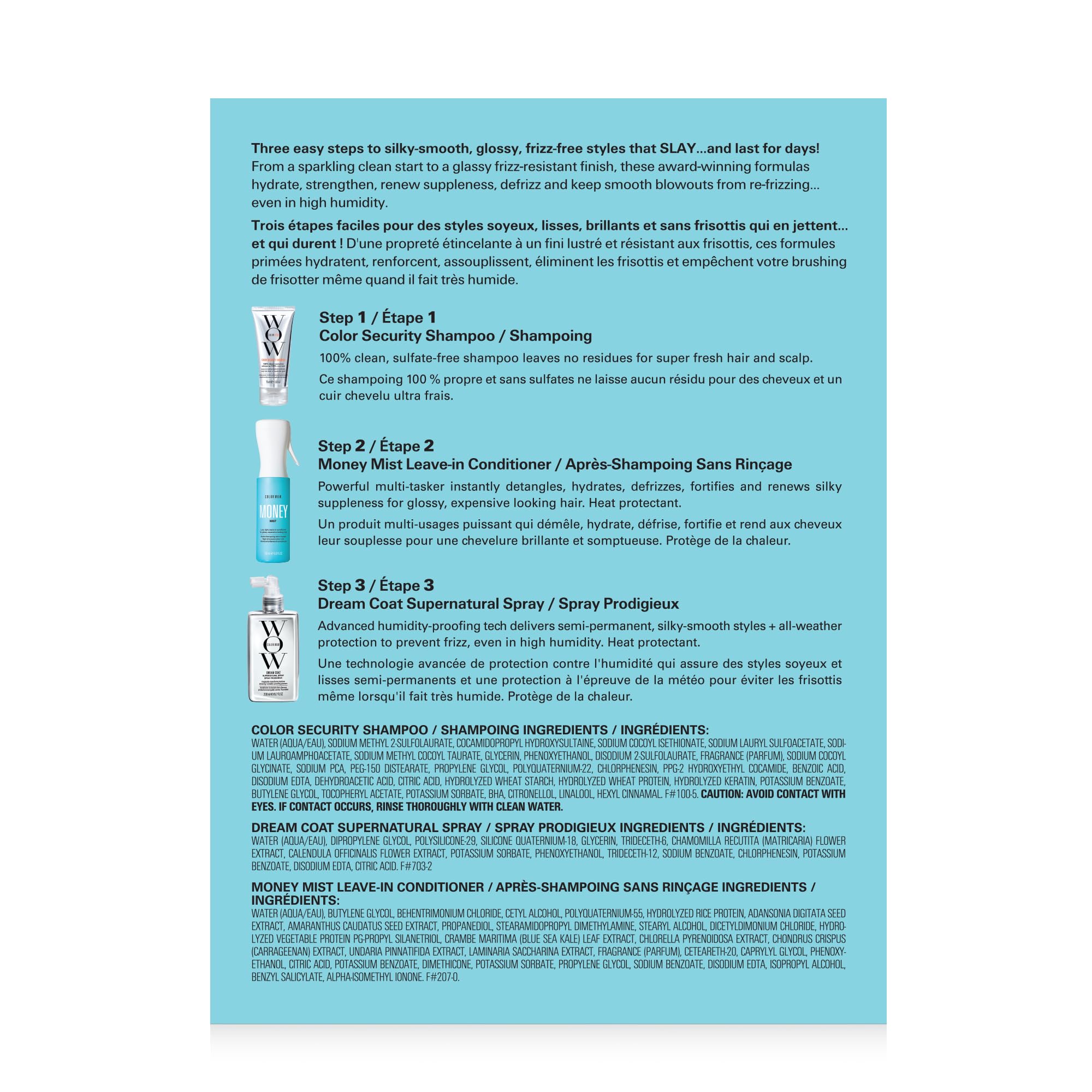 COLOR WOW Dream Coat Anti-Humidity Treatment Spray – Anti-Frizz Hair Smoothing Spray with Built-in Heat Protectant, Award-Winning Leave In Treatment for Glassy Smooth, Shiny Styles up to 3-4 Washes: 4.73 Fl Oz (Pack of 3)