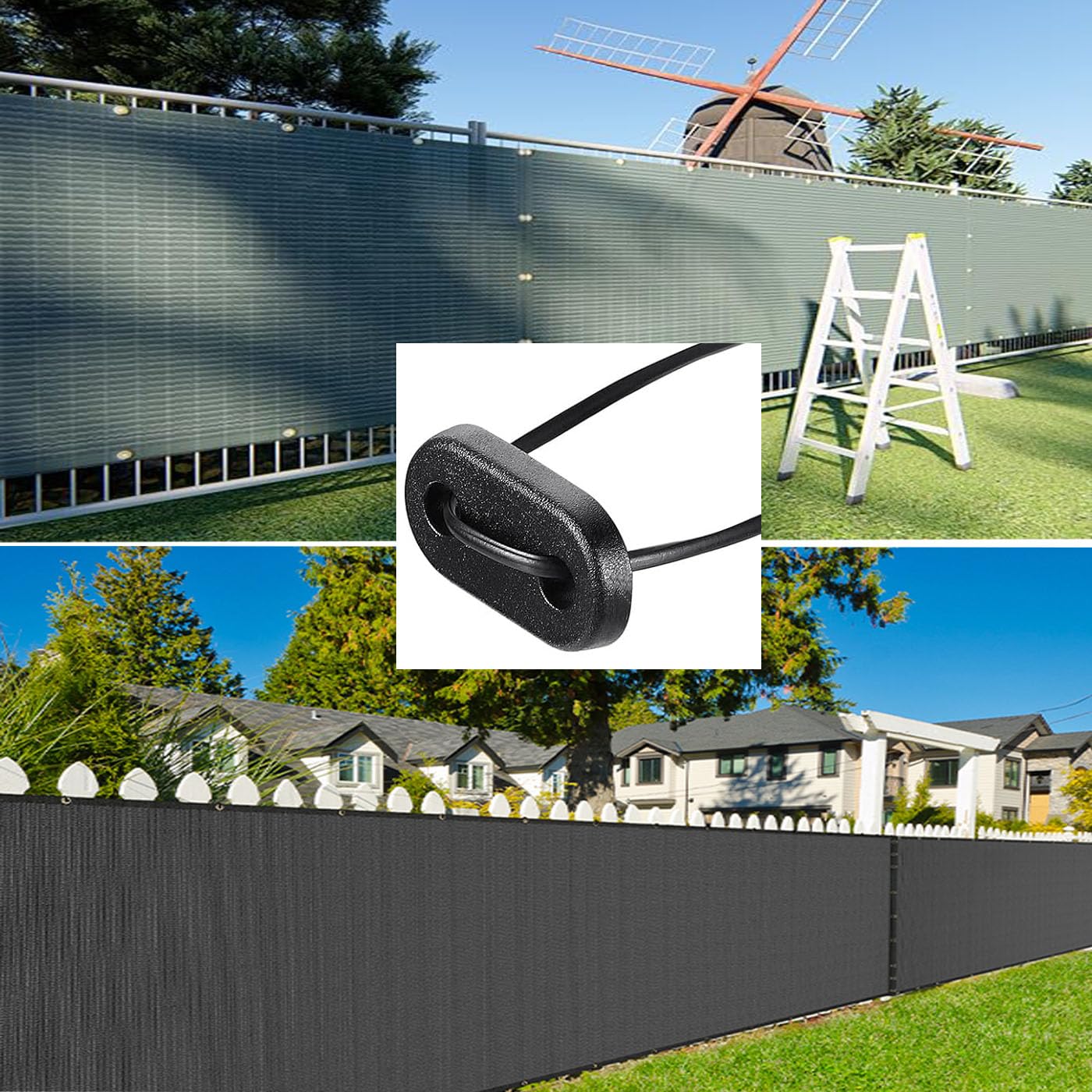 Kit de Fixation pour Panneaux occultants 60 Pièces PVC Résistant aux Intempéries Clôture Jardin Noir